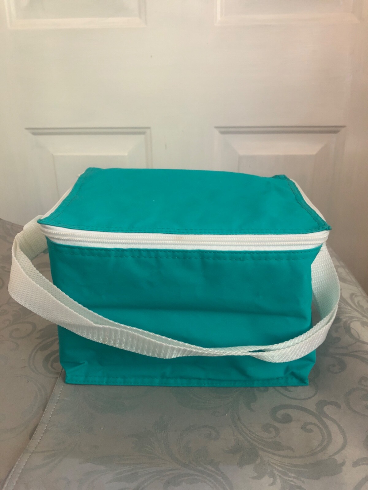 pharmaceuticaldrug rep green lunch box 9×6.5×6 FOLDED FLAT WN NOT IN USE