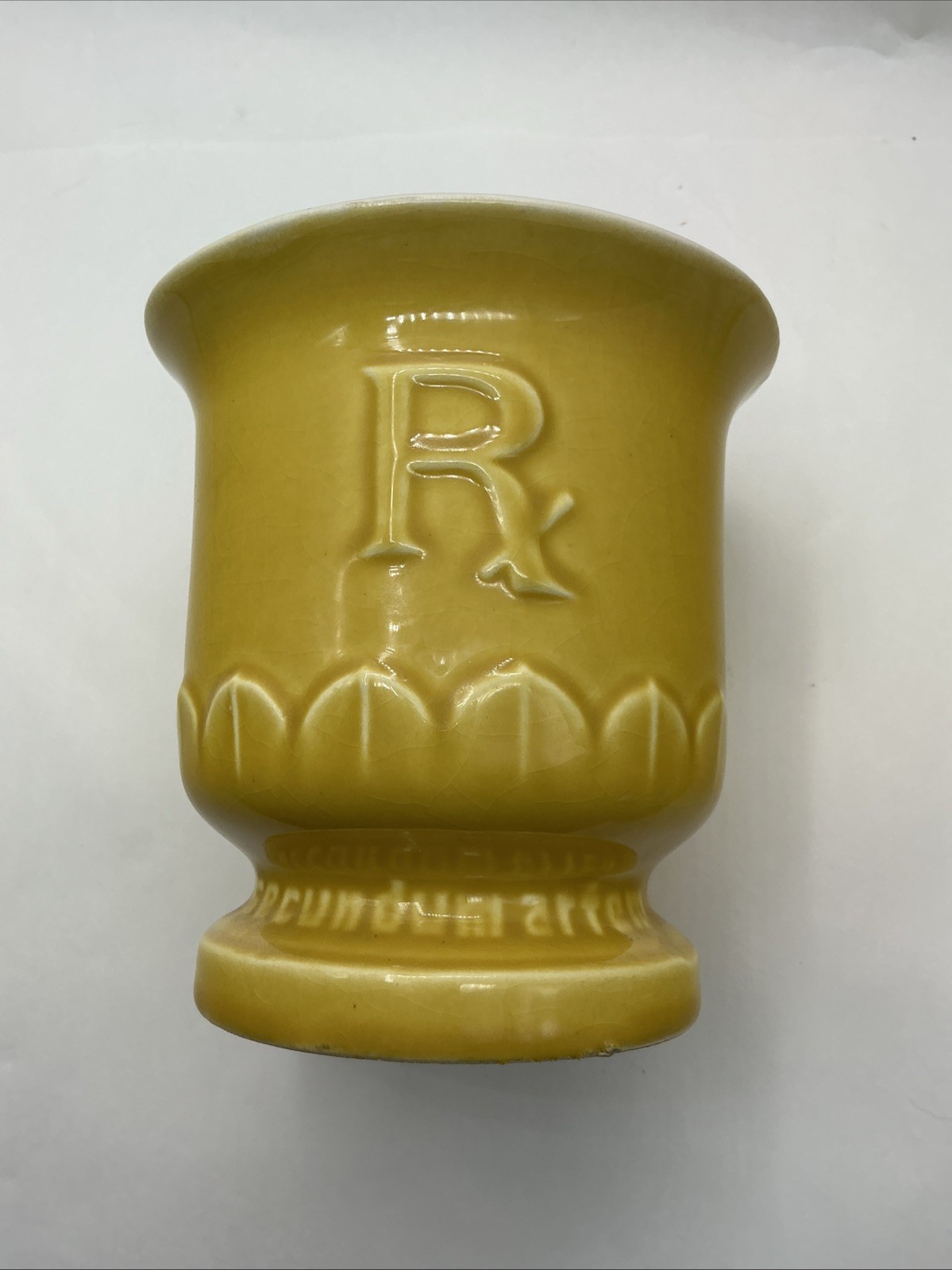 VIntage Ceramic RX Mortar Pharmacy USP Secundum Artem 150 Anniversary Faternity
