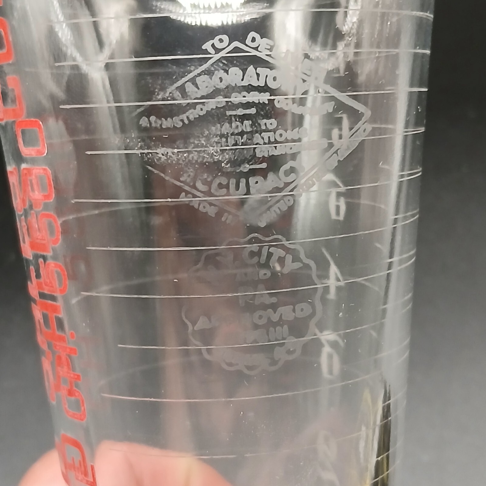 Vintage Advertising Apothacary 8 0z Glass Etched Laboratory Beaker-Larned Sales