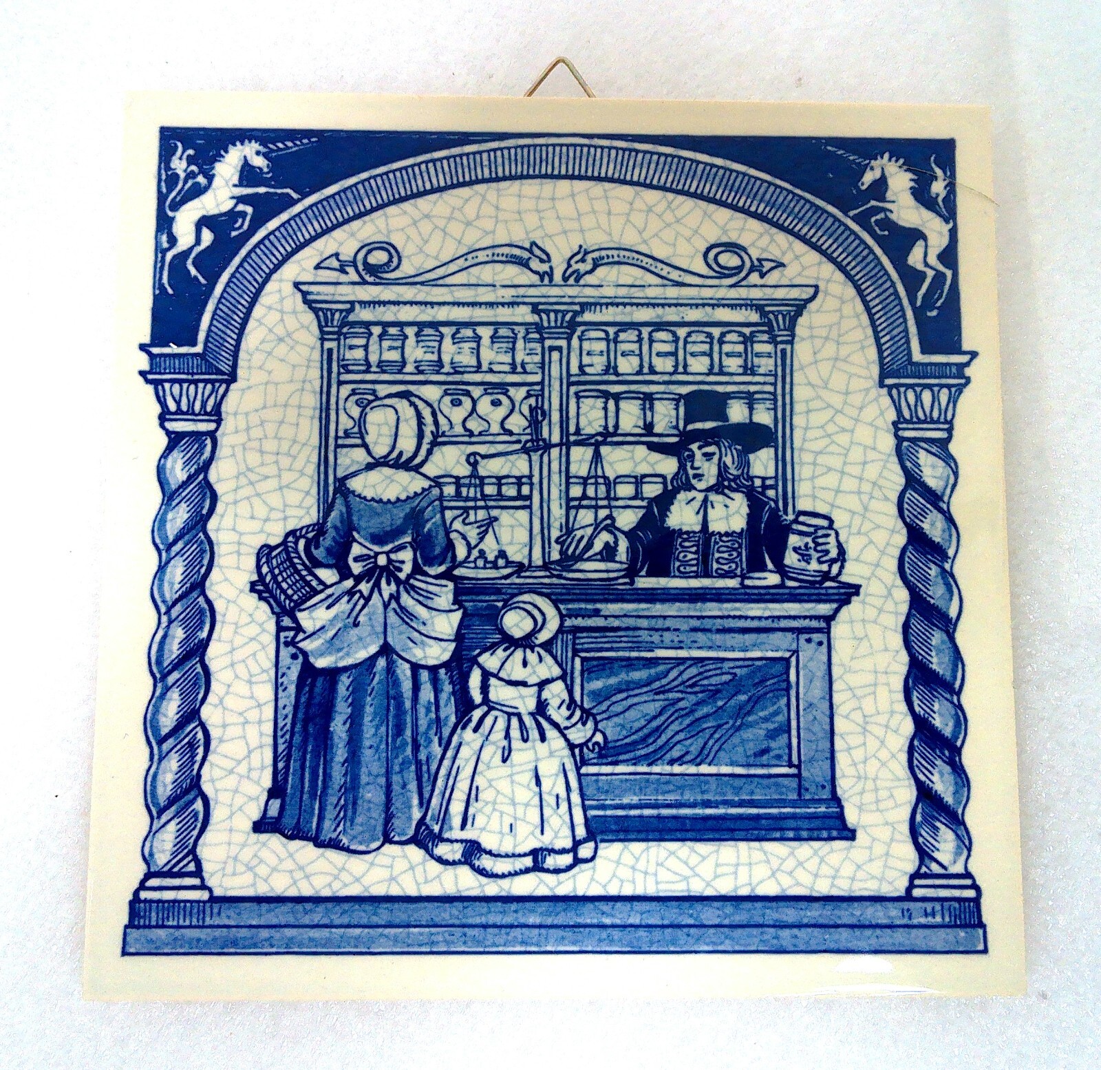 BURROUGHS WELLCOME CO. BLUE DELFT PHARMACY Apothecary Shop 6″x6″