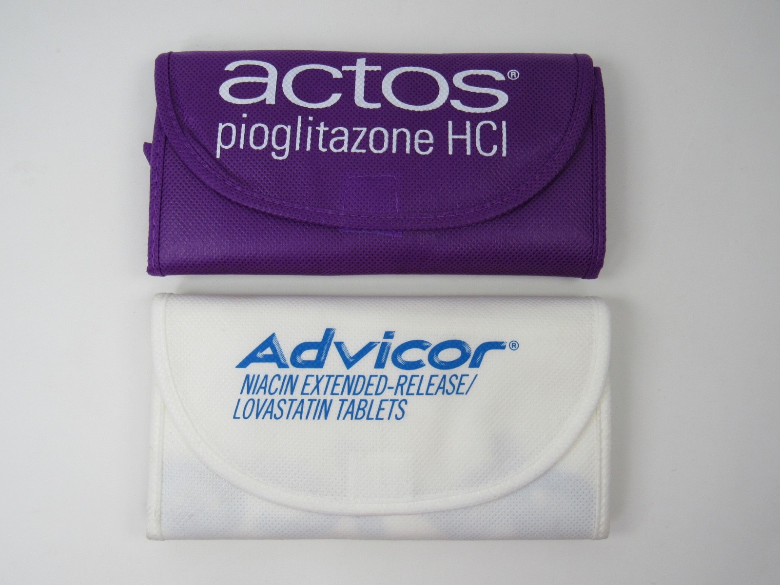 Actos Advicor Foldable Reuseable Tote Bag Drug Rep Pharmaceutical Promo Lot of 2