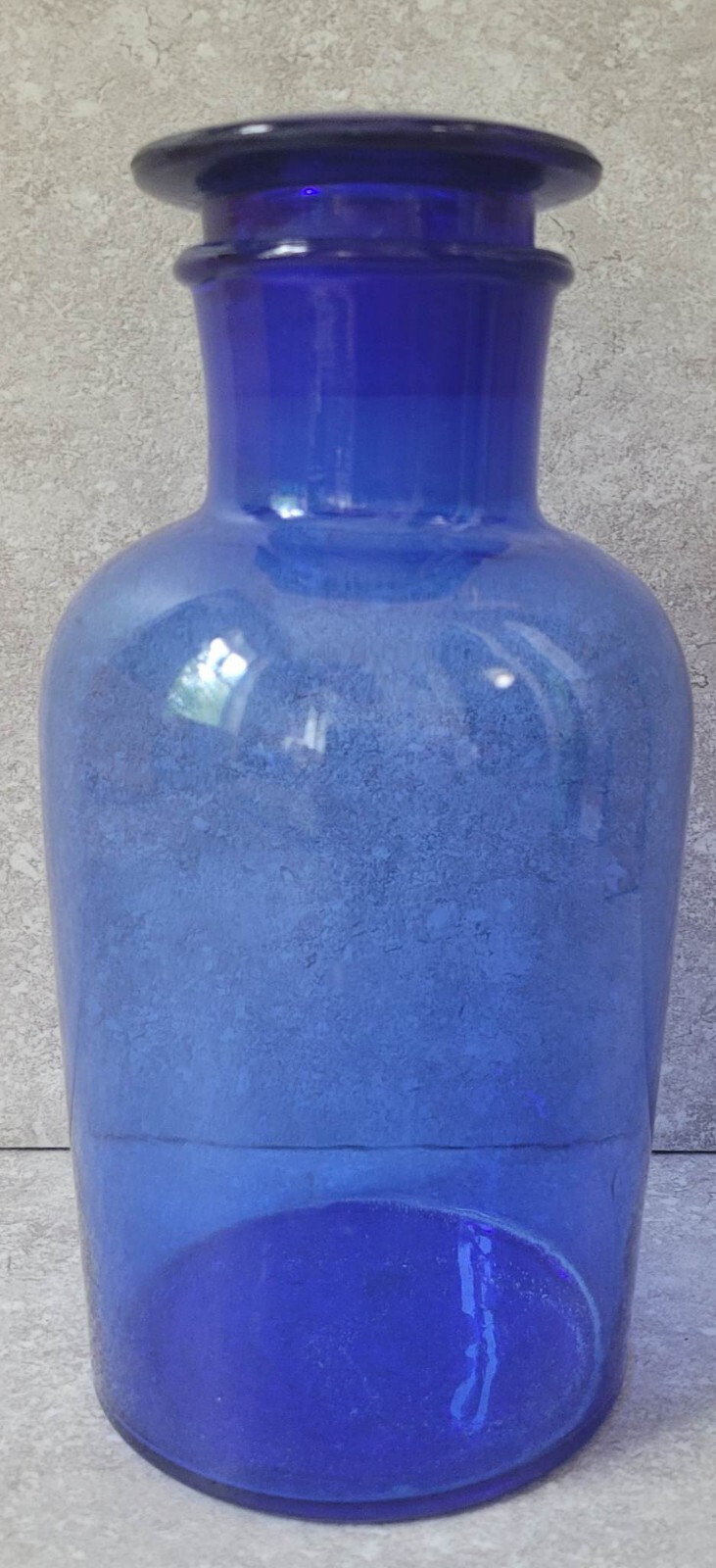 Vtg Blue Ground Glass 8 1/2″ Apothecary Pharmacy Medicine Stash Jar FREE US SHIP