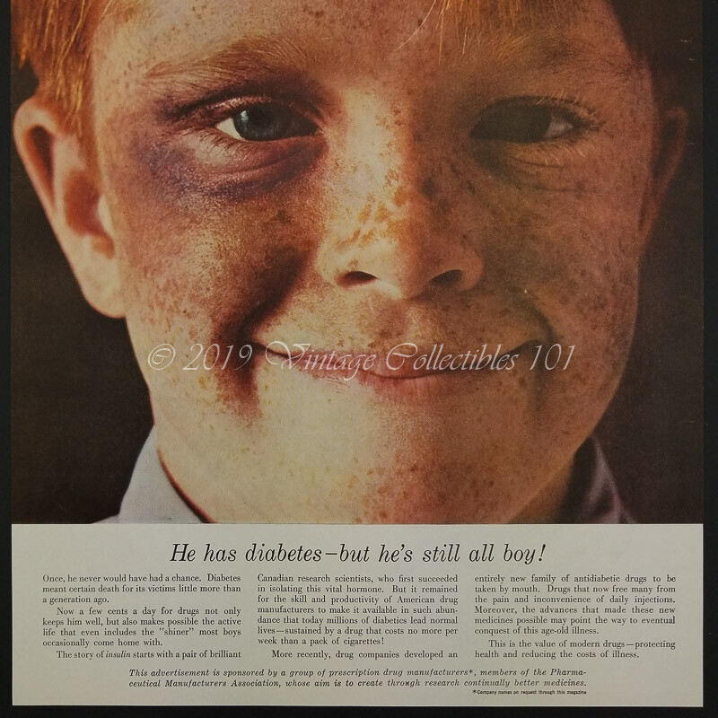 1962 Pharmaceutical Science Insulin Diabetes Research photo art decor vintage ad