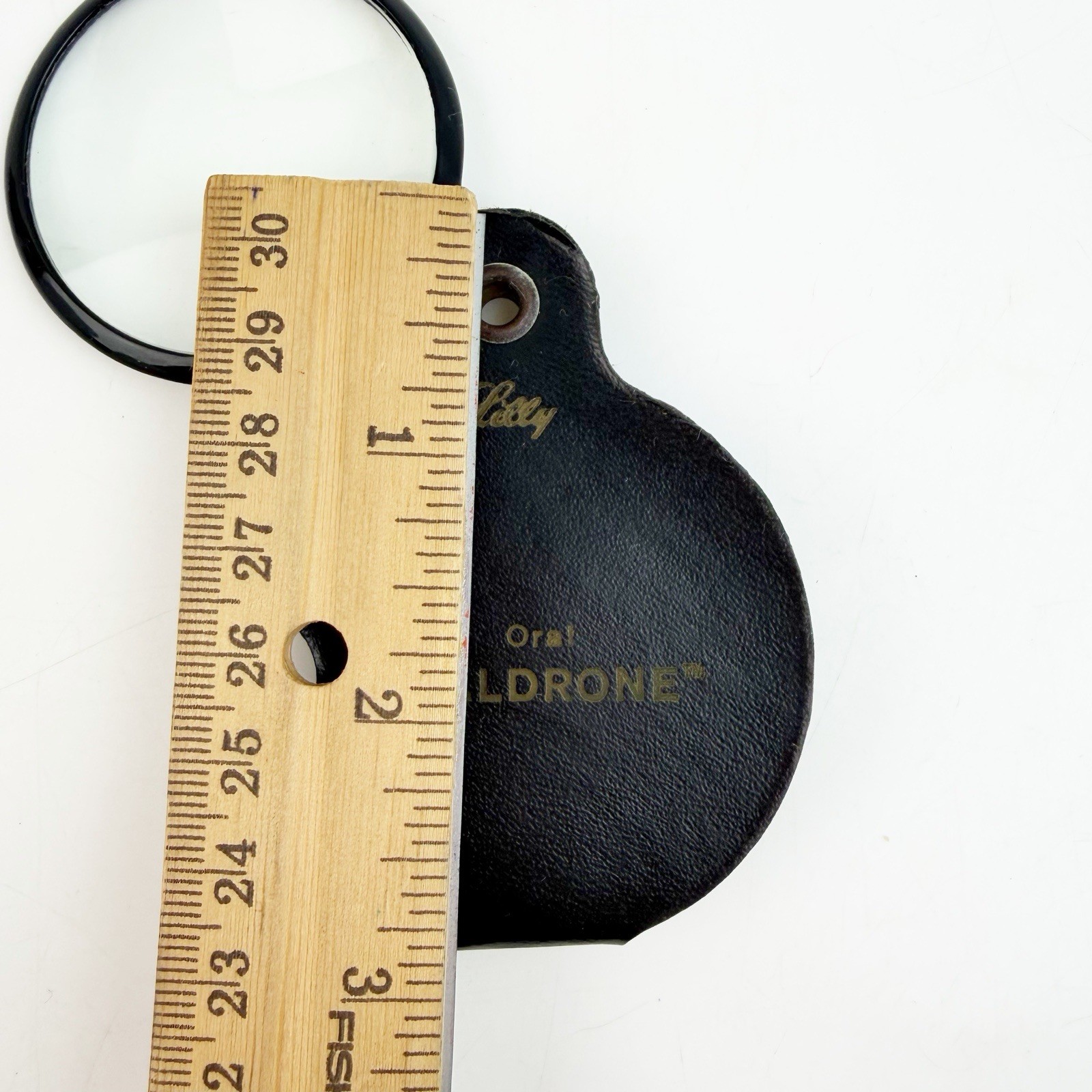 Libby Pocket Magnifier Pharmaceutical Drug Rep Haldrone Cordrane Promo Ad Black