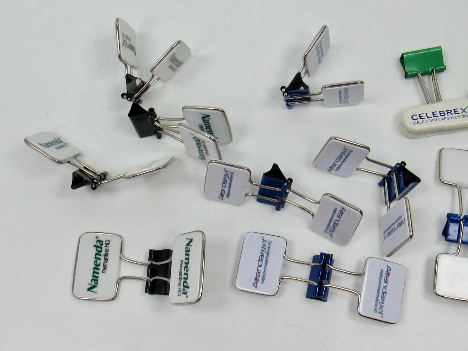 Namenda Avandamet Amitiza Zyrtec Binder Clips Drug Rep Pharmaceutical Lot of 12