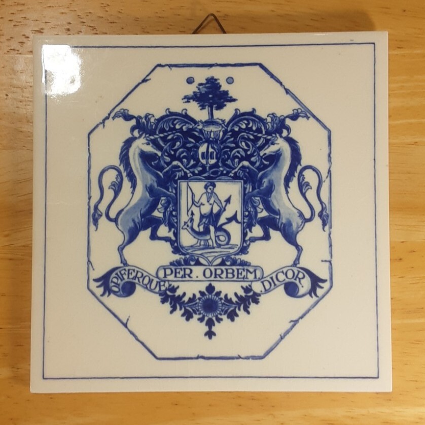 Delft Holland Vintage Pottery Tile Blue And White Unicorns