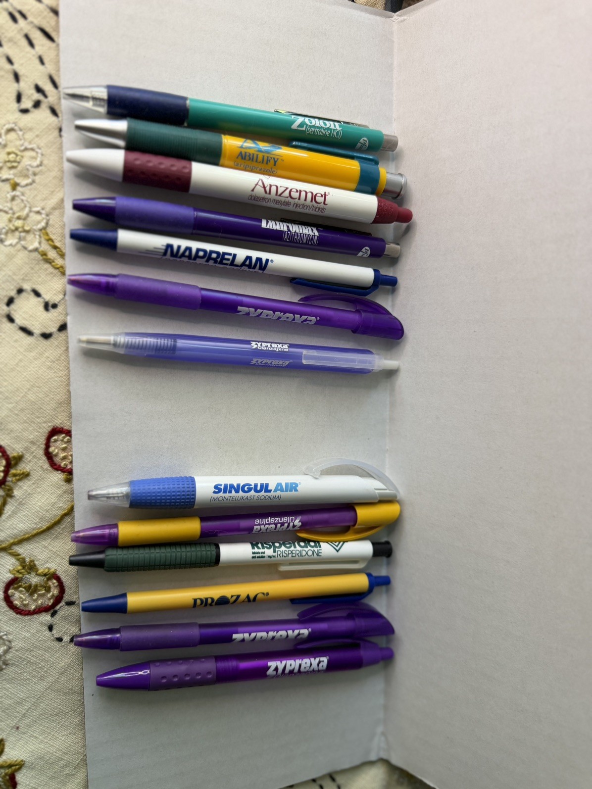 Pharmaceutical Promo Drug Rep Pens – Lot of 13 Zyprexa, Zoloft, Prozac