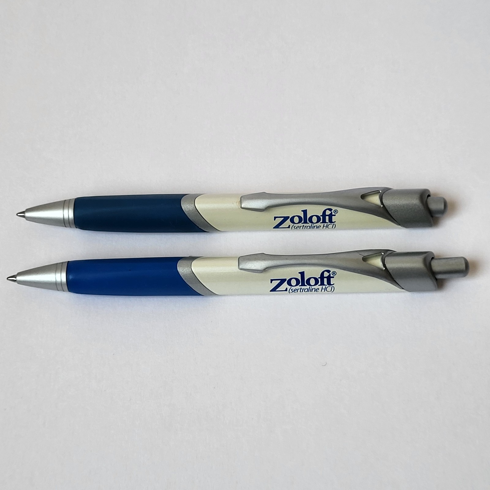 Zoloft Triangular Metal Pens (2) Drug Rep Pharma RX Promo Advertise Collectibles