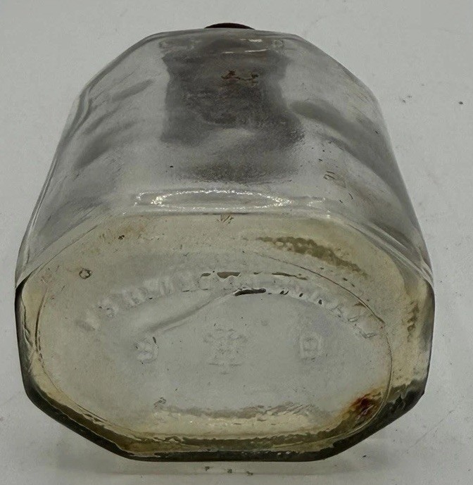 Vtg. Clear Glass SQUIBB 8 Side Medicine Pharmacy DESIGN Bottle USA