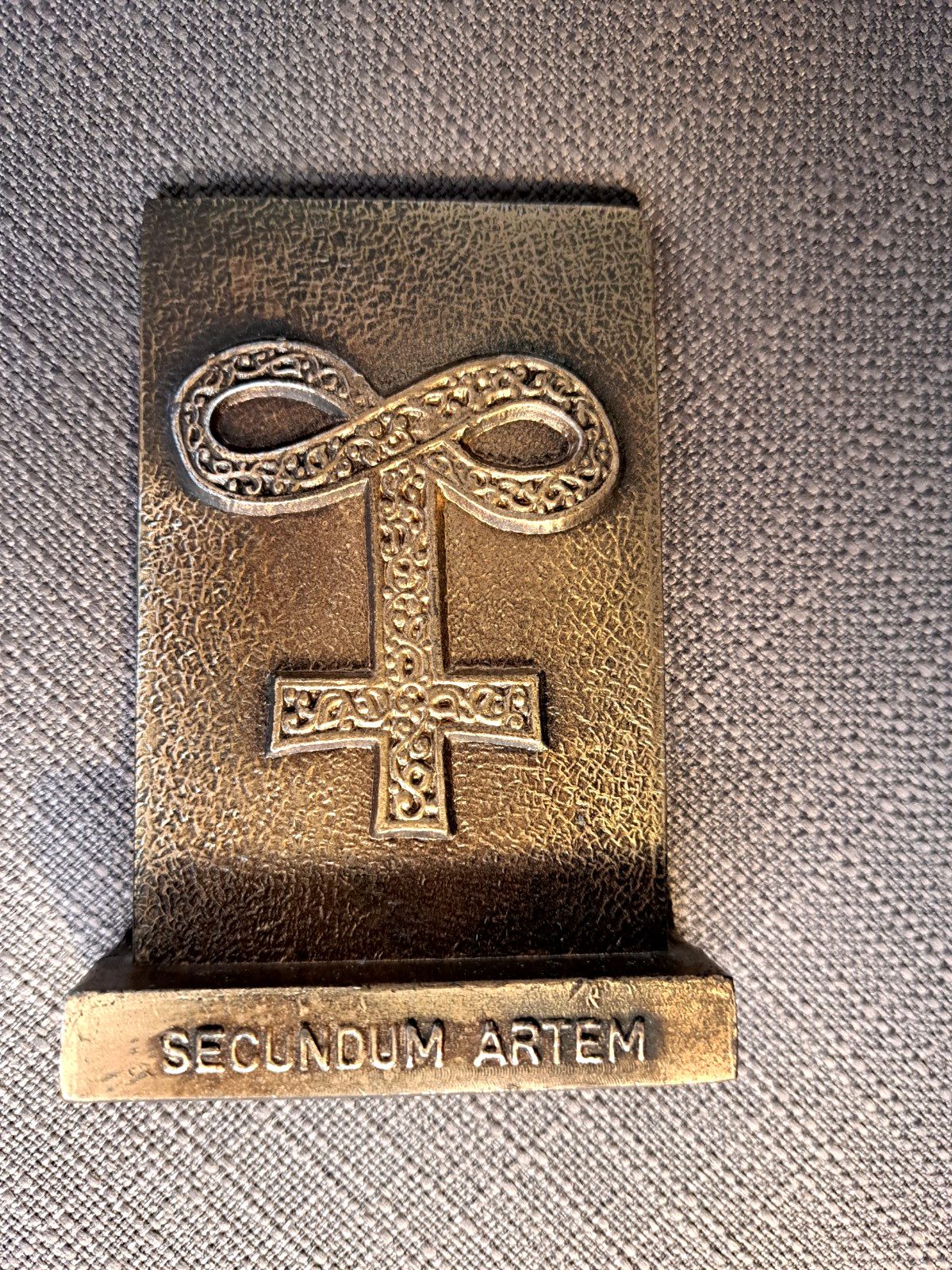 Lot of 4-Vintage Tinactin Secundum Artem 1976, ’79, ’80 & ’81 Brass Paperweight