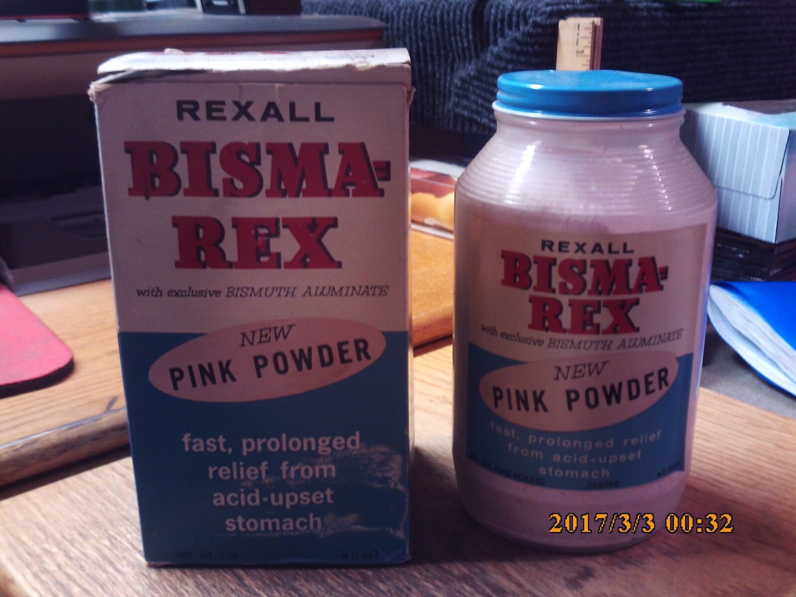 NOS Bisma-Rex Rexall 1lb Pink Powder For Upset Stomach