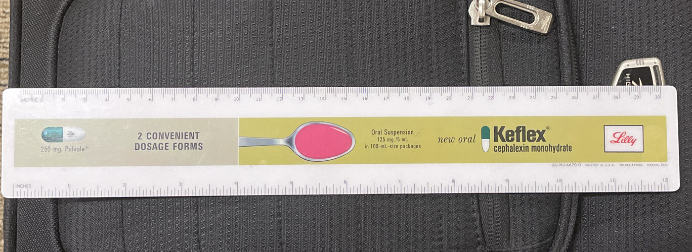 1971 Drug Rep KEFLEX RULER Lilly Cephalexin Monohydrate 12″ /30cm – Vintage Item