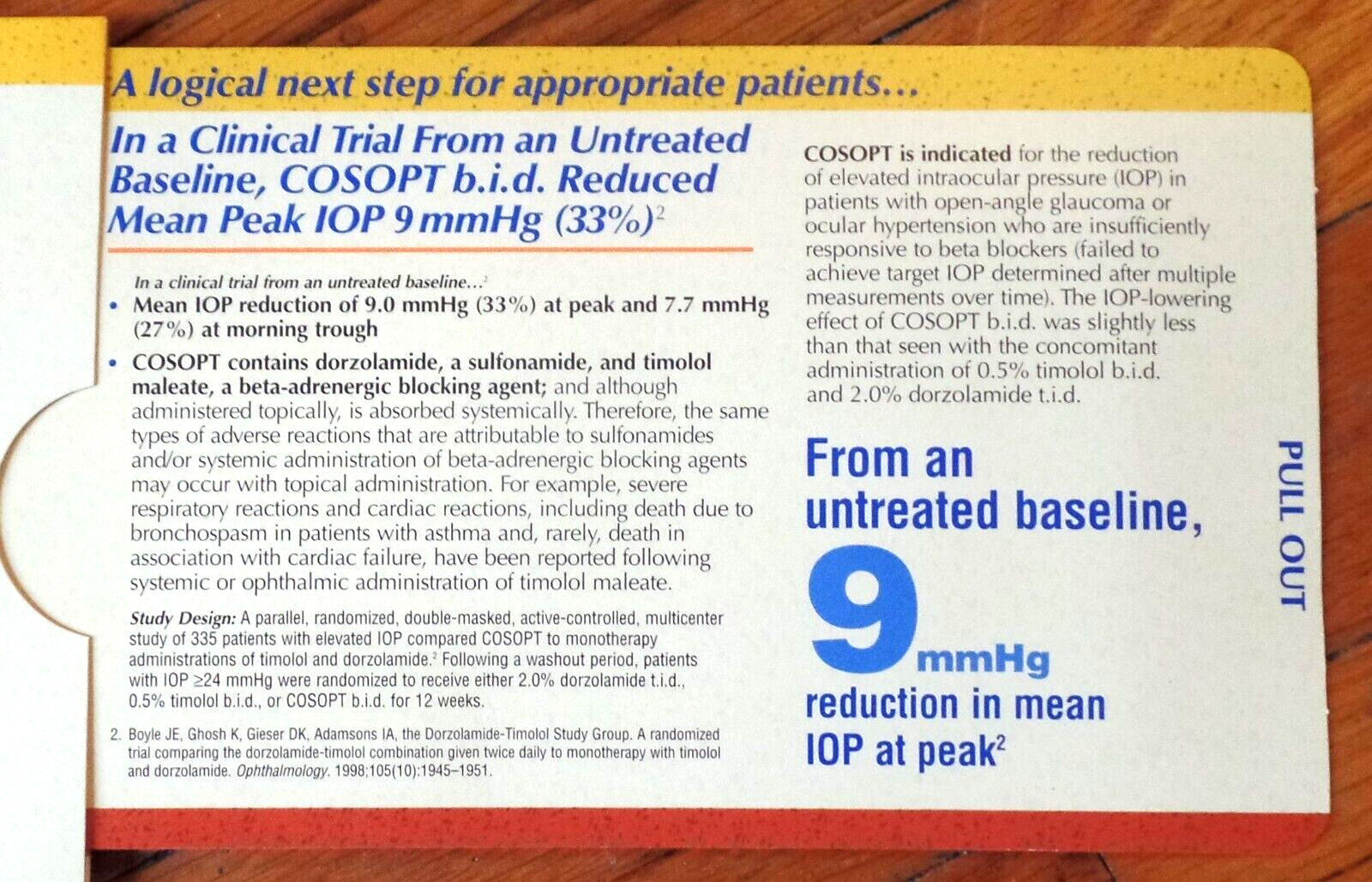 2000 PULL OUT THE POWER Prescribe COSOPT MERCK Pharmaceutical Mail Piece