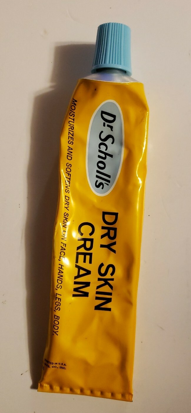 1963!! Dr. Scholls’s Dry Skin Cream Advertisement Box Vintage USA Retro Antique