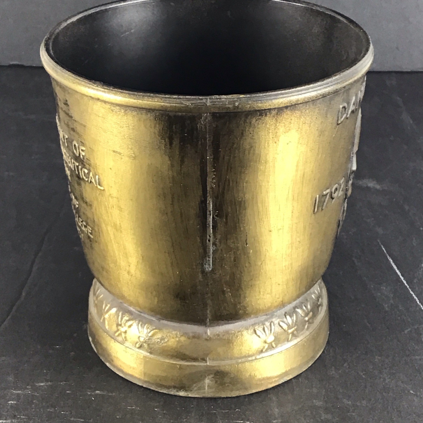Vintage Brass Commemorative Pharmacy Mortar & Pestle Daniel B Smith