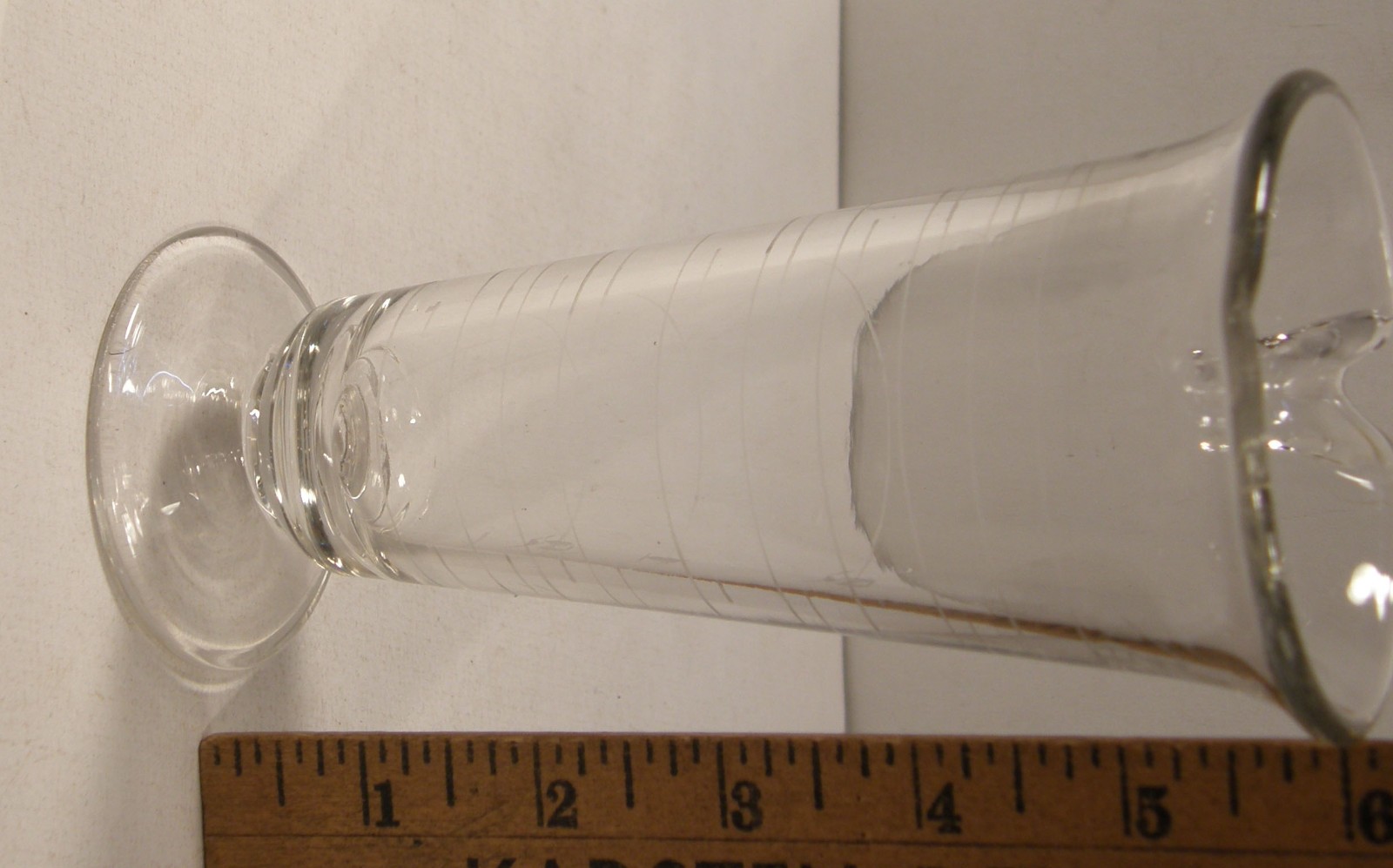 VINTAGE GLASCO CLEAR GLASS ETCHED FOOTED MEASURING POURING BEAKER APOTHECARY LAB
