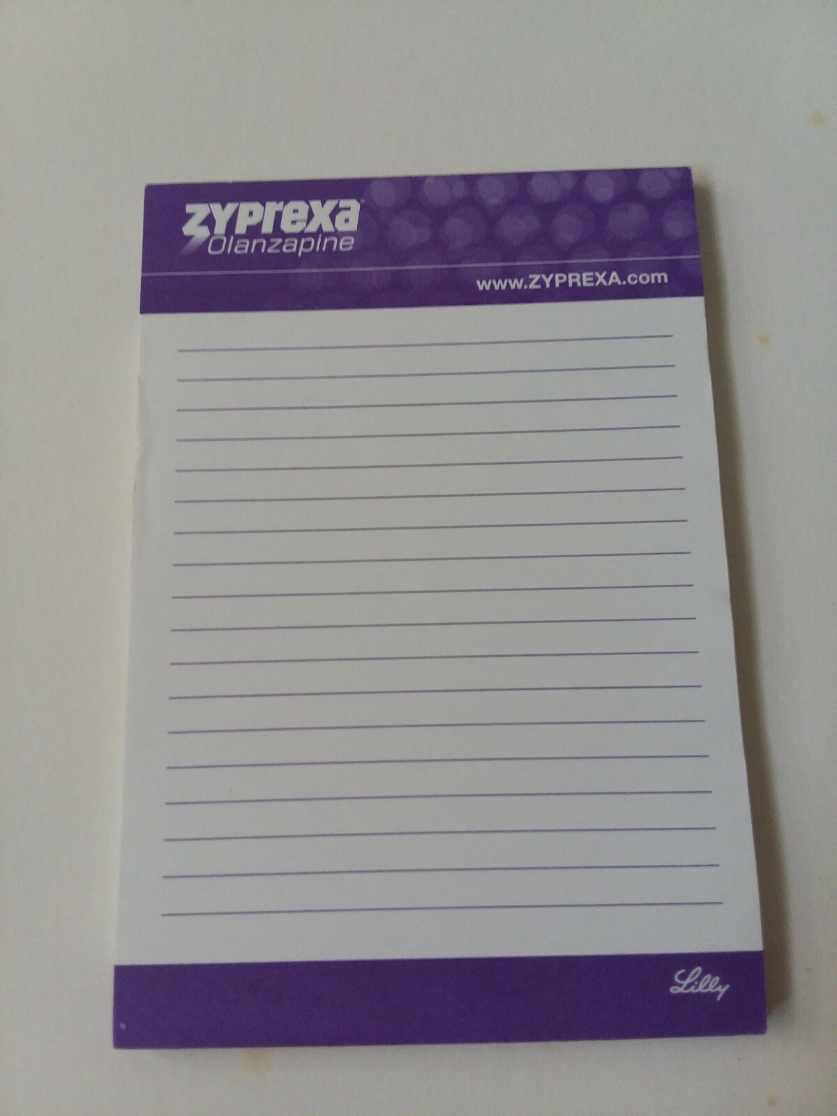 ZYPREXA (4″ X 6″) Pharmaceutical DRUG REP POST-IT NOTE PAD – PURPLE