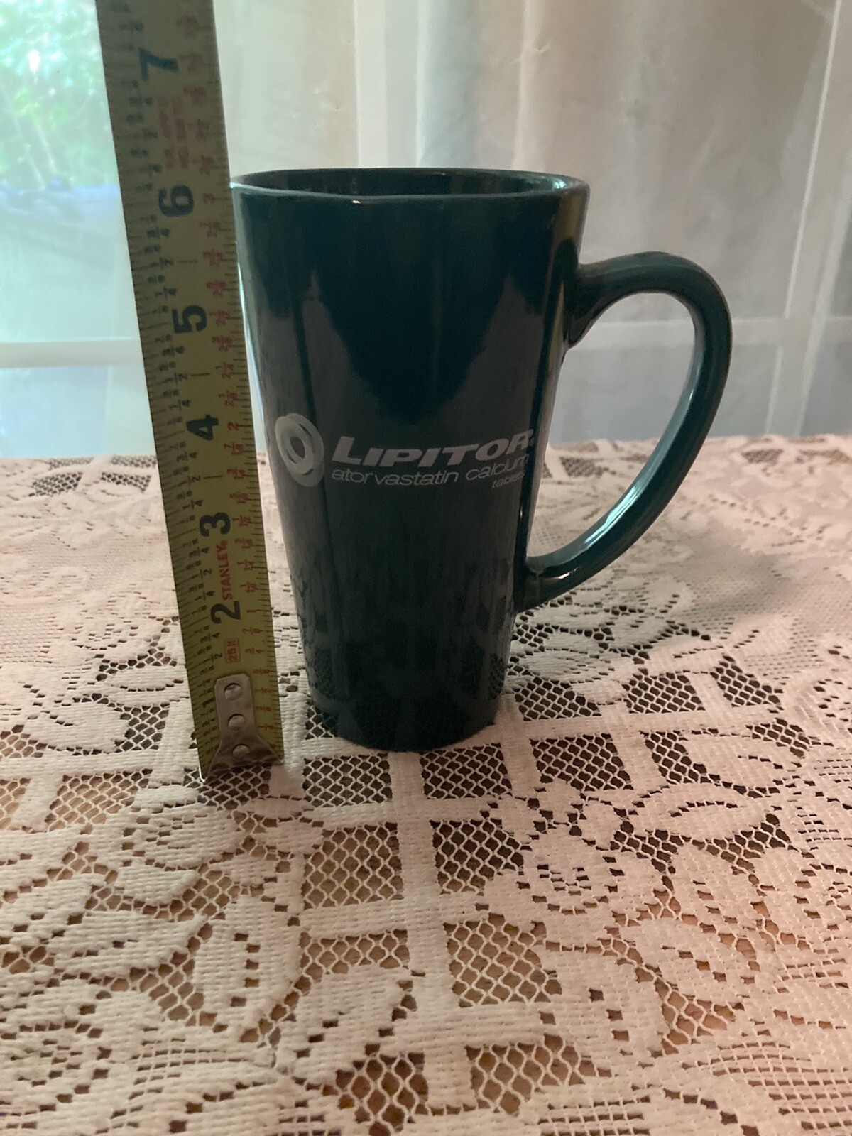 Pfizer Lipitor Drug Rep Gift Doctor Nurse Office Coffee /Tea Cup Forest Green