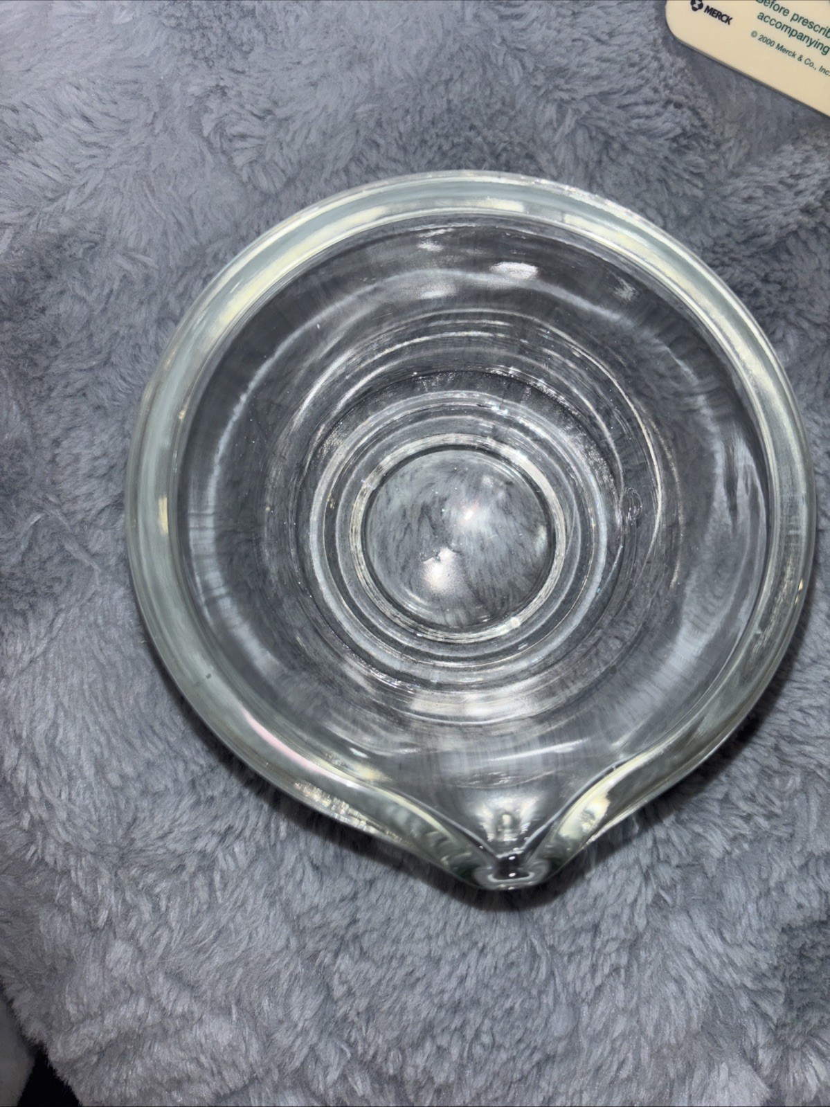 Vintage 4 Oz Glass Mortar w/ Pouring Lip Thick Glass Marked