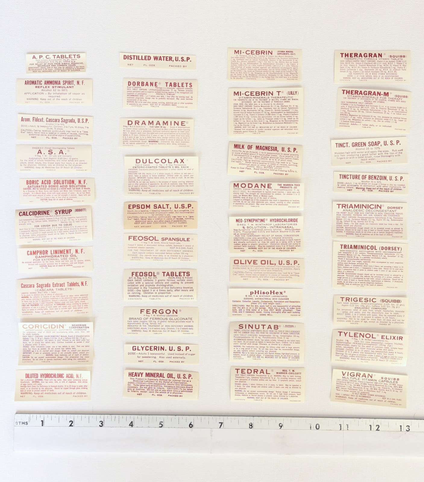 Vintage Pharmacy Apothecary Bottle Labels NOS 1950-60’s (Lot of 38 as pictured)