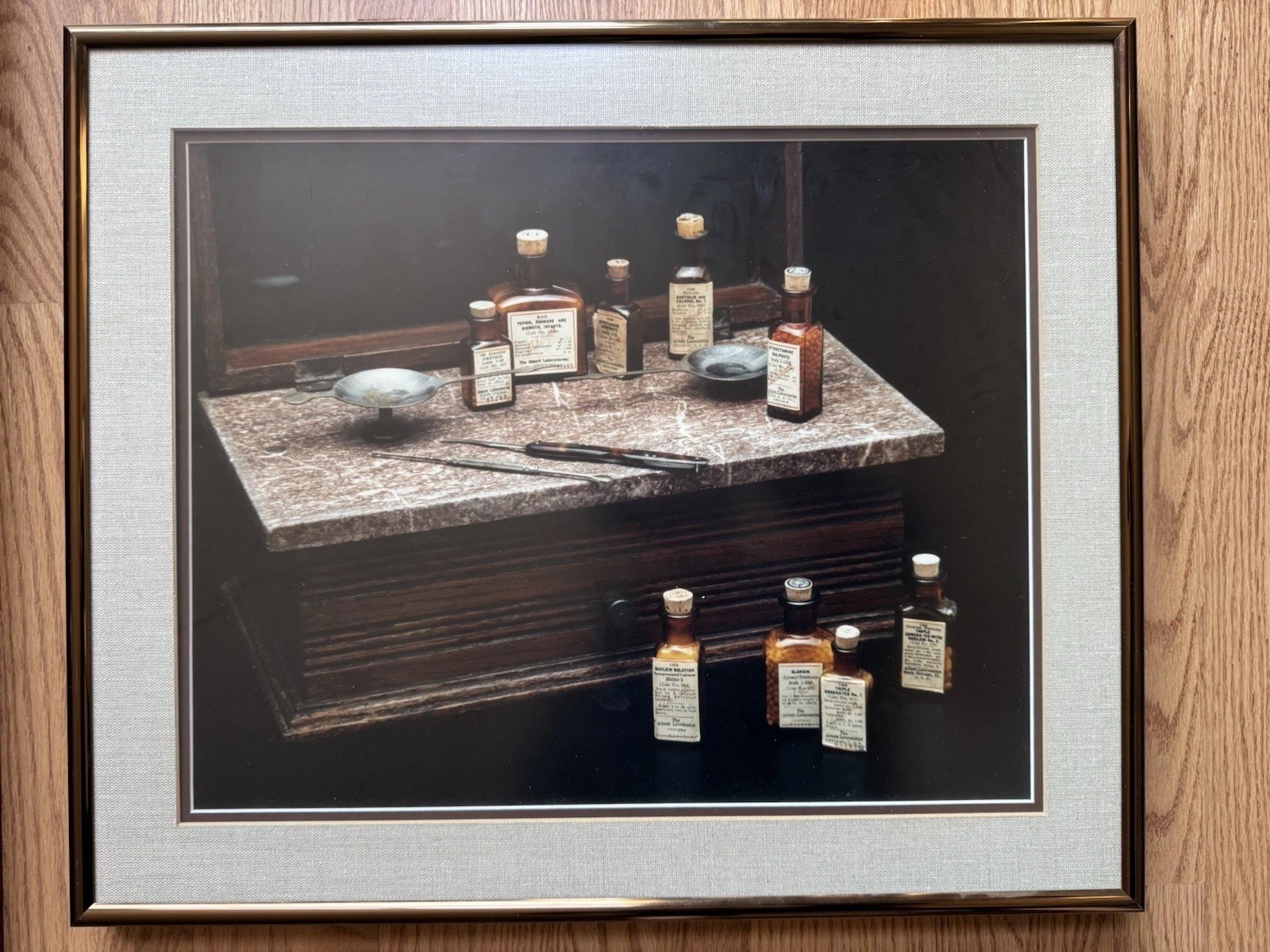 Abbott Laboratories Medical Art Framed Still Life Similac Penicillin VTG 1950s