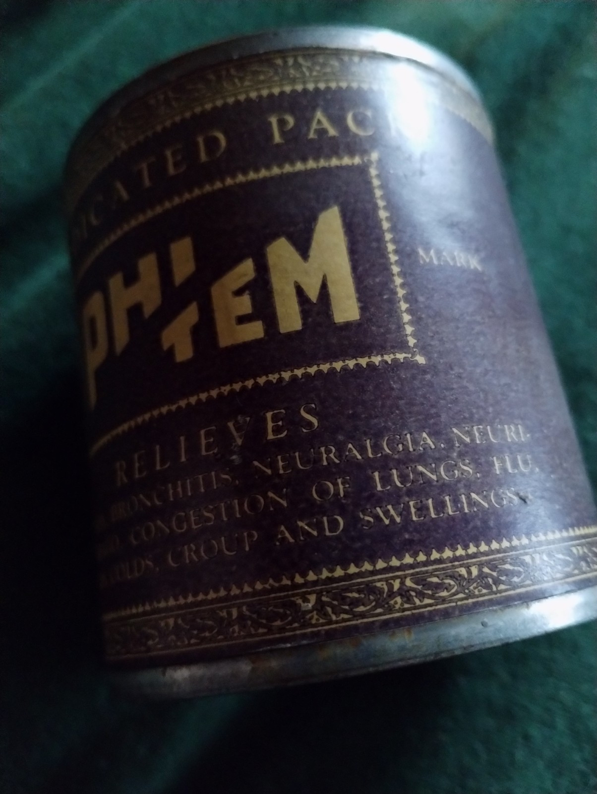 Vintage Container APOTHECARY Asthma RARE tin Medical Coughs 1930s Cure HISTORY