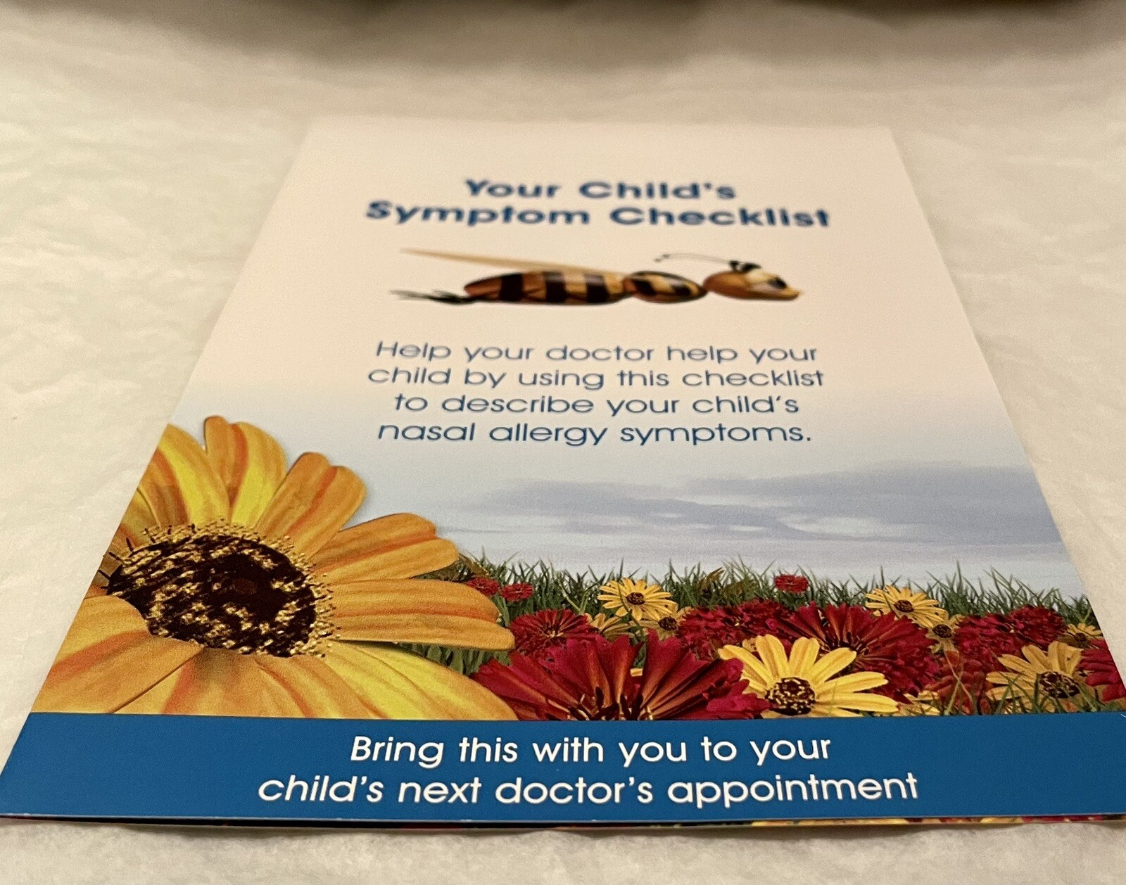 NASONEX 2005 Pharma ” BEE PREPARED: Info & Fun Stuff ” Packet-child allergies