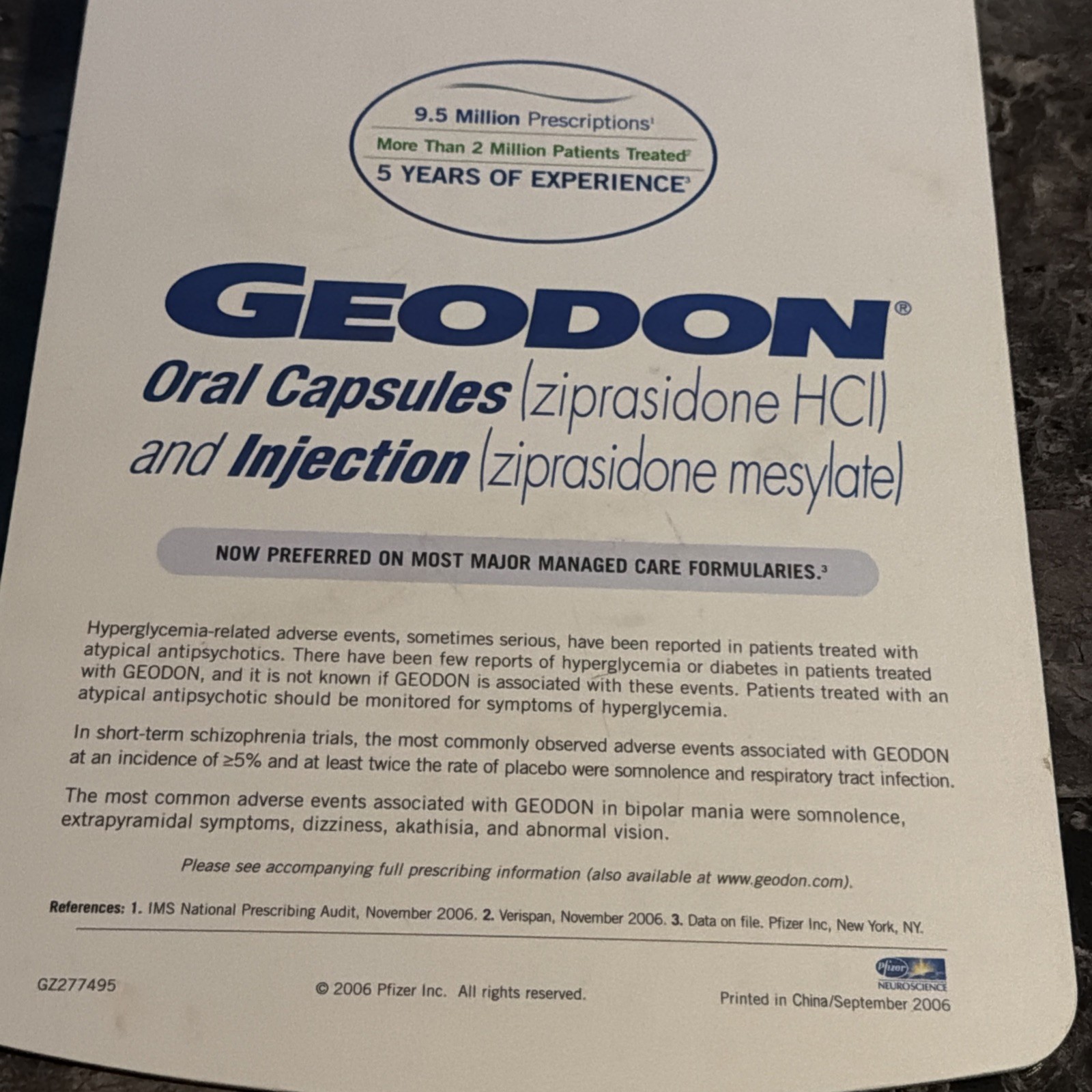 Geodon Clipboard Drug Rep Promo 2000s