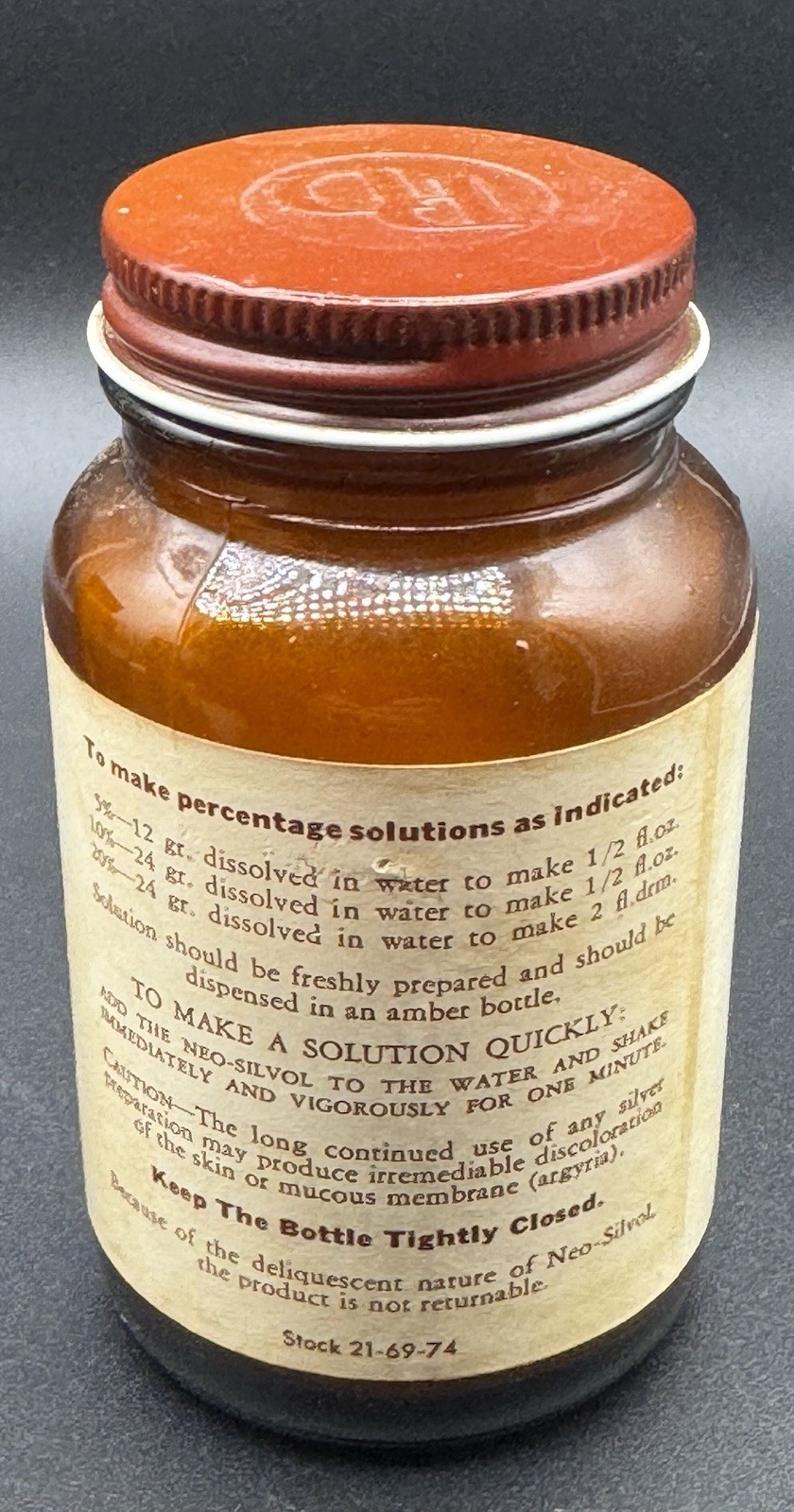 Rare NEO-SILVER Parke Davis & Company Amber Medicine 4” Bottle