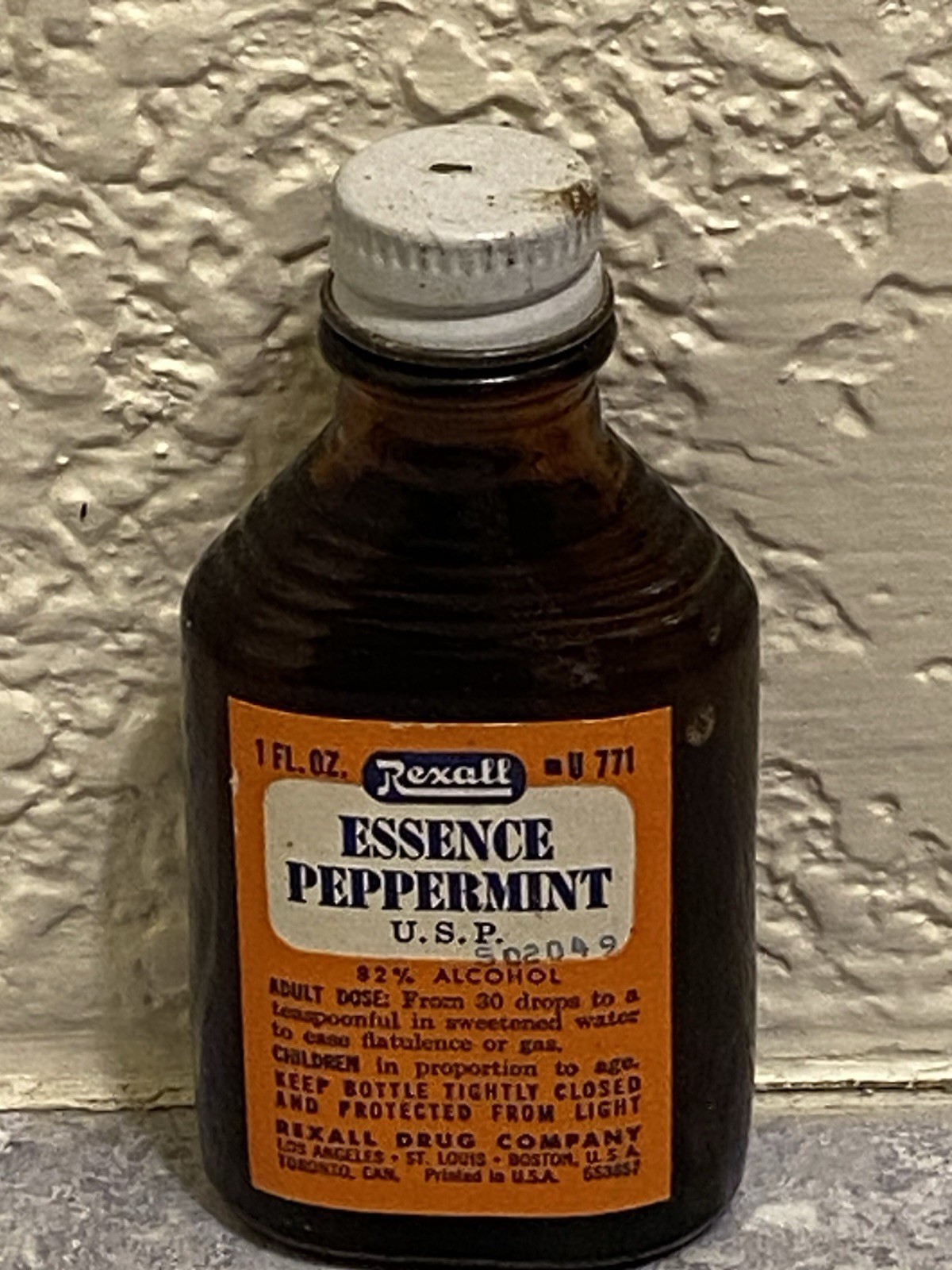 VINTAGE Rexall PPERMINT Tonic “USE 30 Drops FOR FLATULENCE” Drug KING Sticker