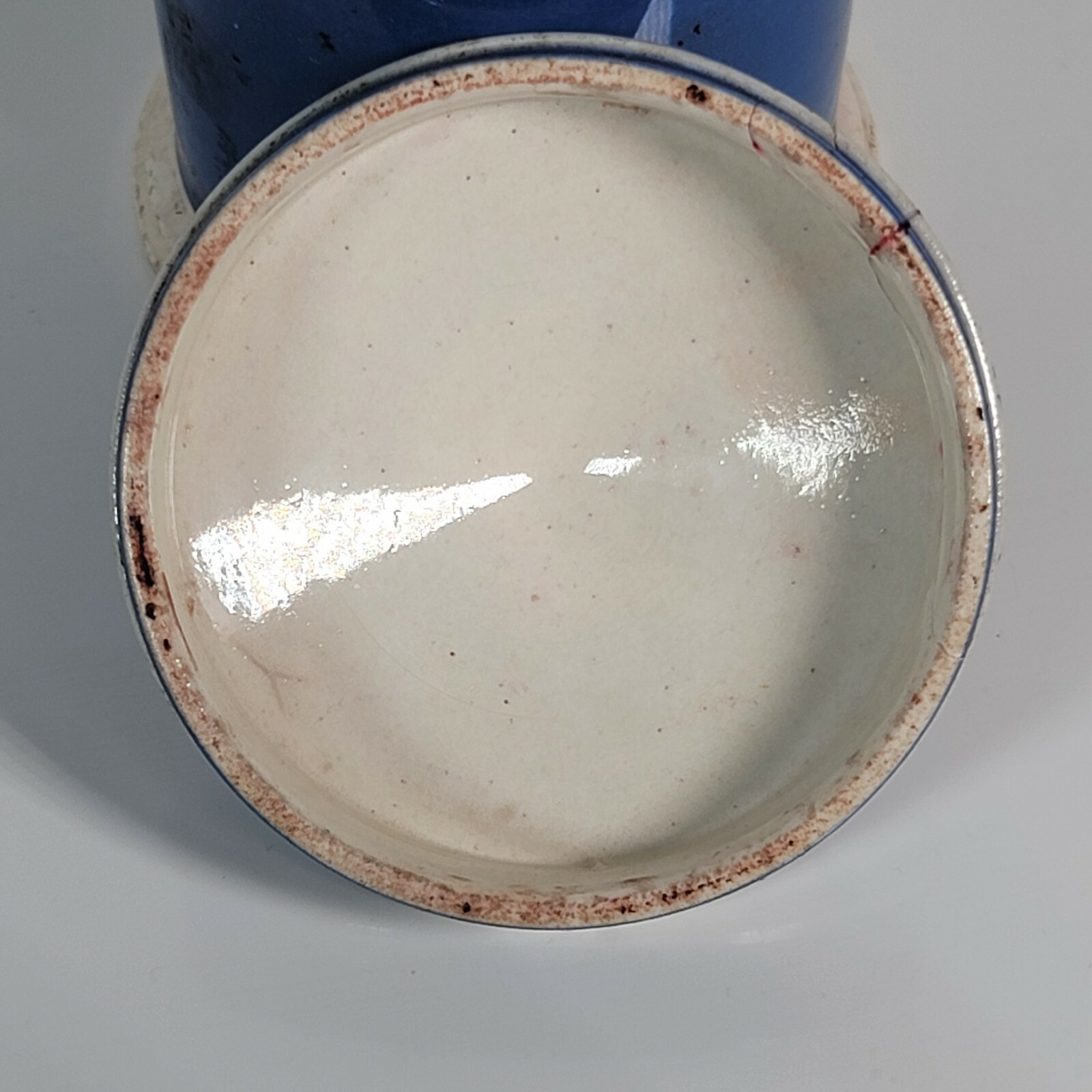 Vintage Blue Medicinal Medicine Jar Lidded Ungt Rubri Scarlatini F&B Apothecary