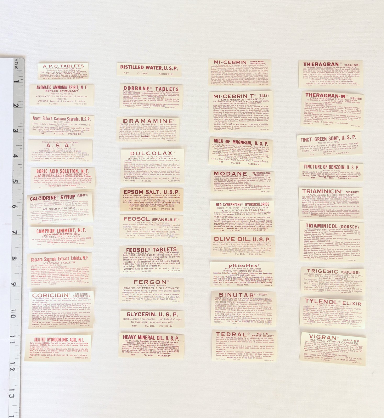 Vintage Pharmacy Apothecary Bottle Labels NOS 1950-60’s (Lot of 38 as pictured)