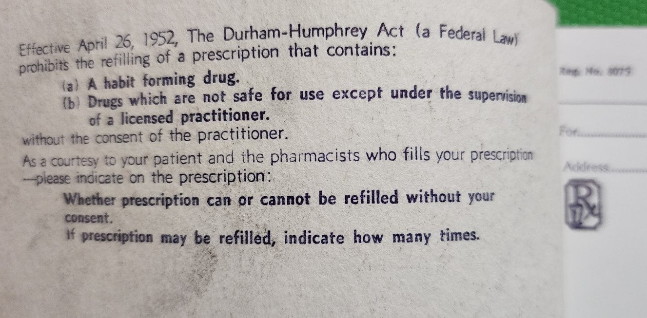 New Old Stock Prescription Pad Doctor PA 1950’s RX U.S. Act 1951
