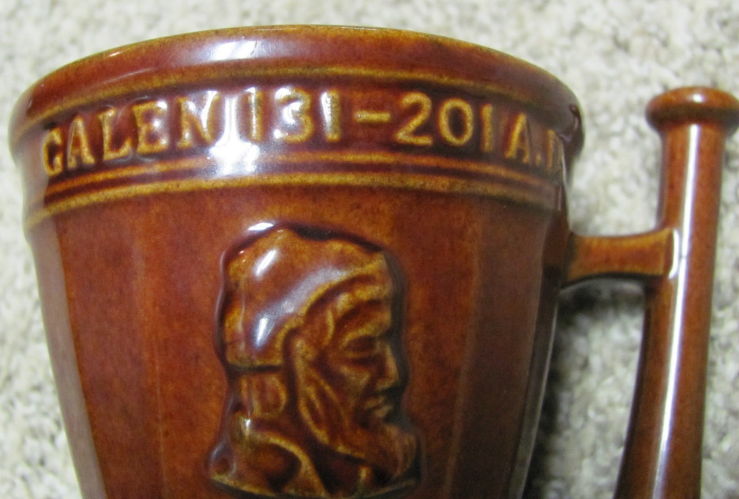 Beautiful Brown Glazed Schering Coricidin Pharmacy Mug Secuden Artem Galen 131-2