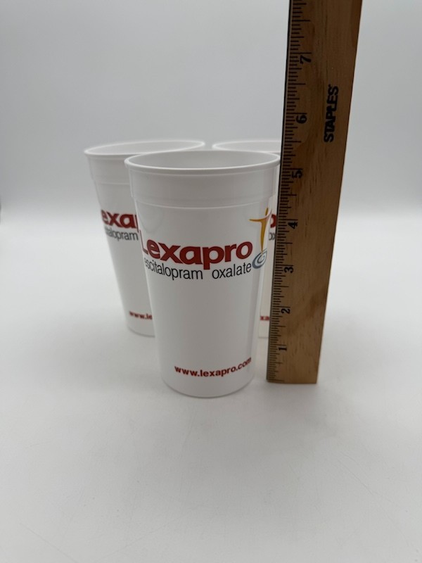 Lexapro Pharmaceutical RX Rep Promotional Plastic Drinking Cups Set of 3
