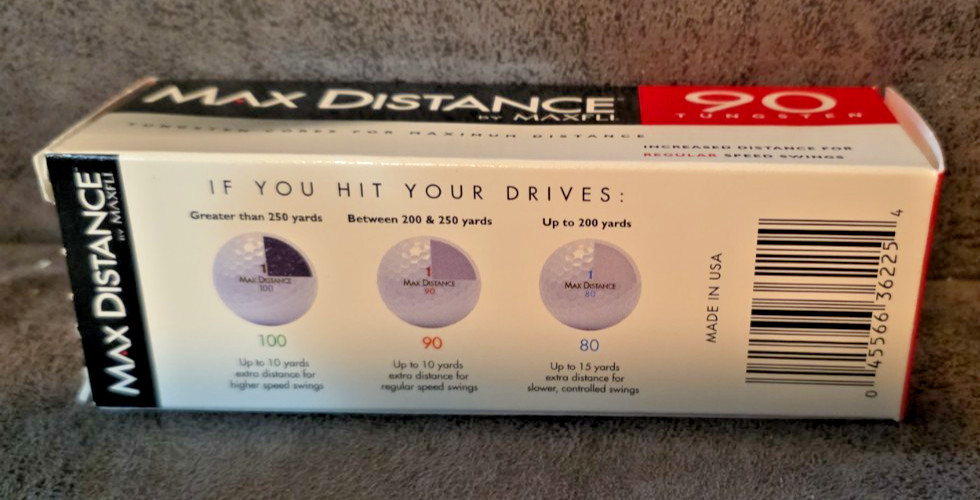 Vintage Tarka Maxfli Max Distance 90 Golf Balls 3 Pack Drug Rep Promo NOS