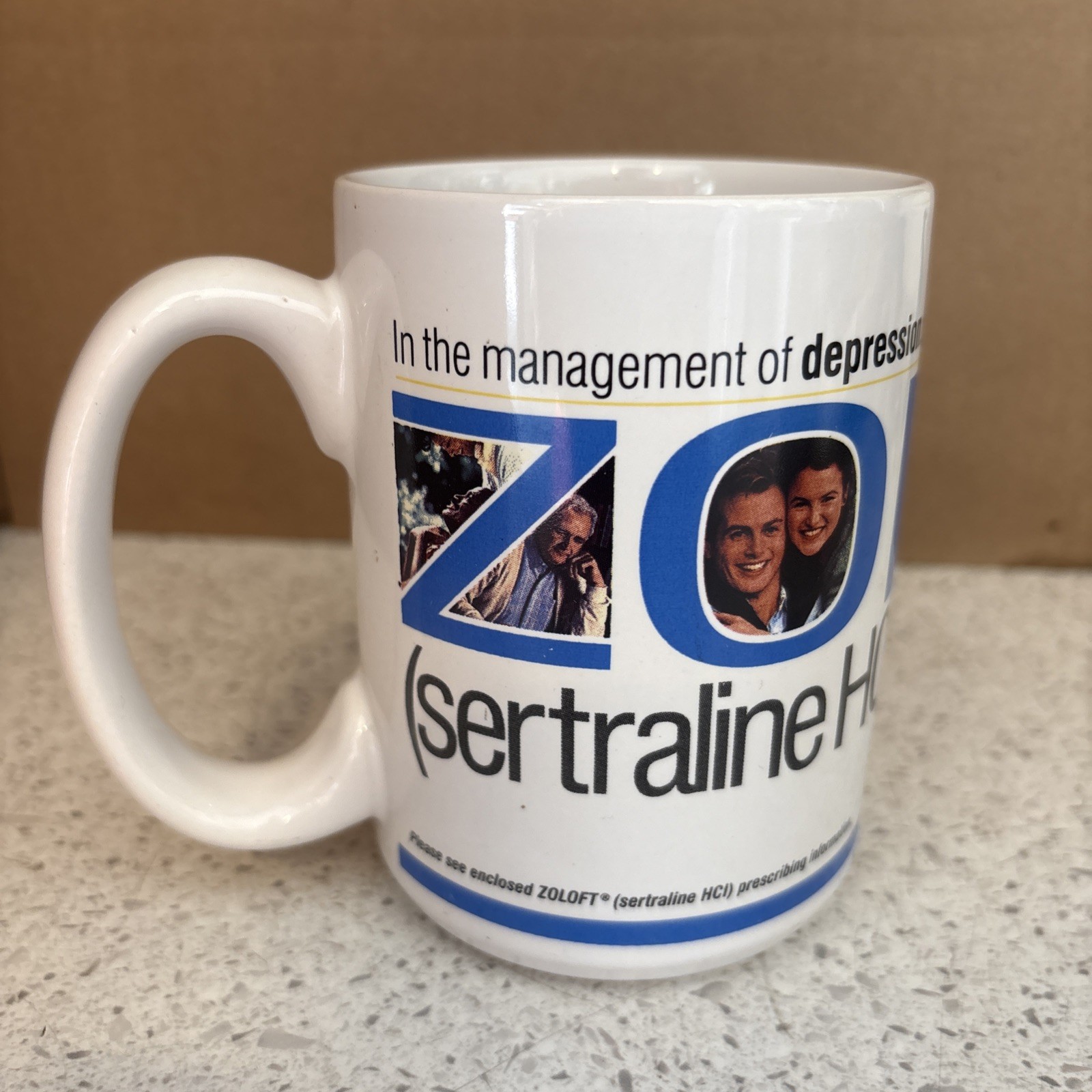 Zoloft First-Line Therapy Coffee Mug Pharmaceutical Promo Rep Advertising Pfizer
