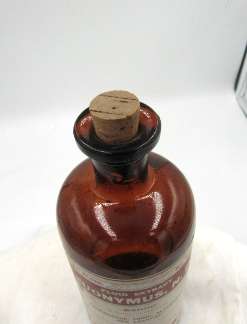 MM – 1920’s Parke, Davis & Co Detroit Mich Euonymus 7 3/8″ Amber Medicine bottle
