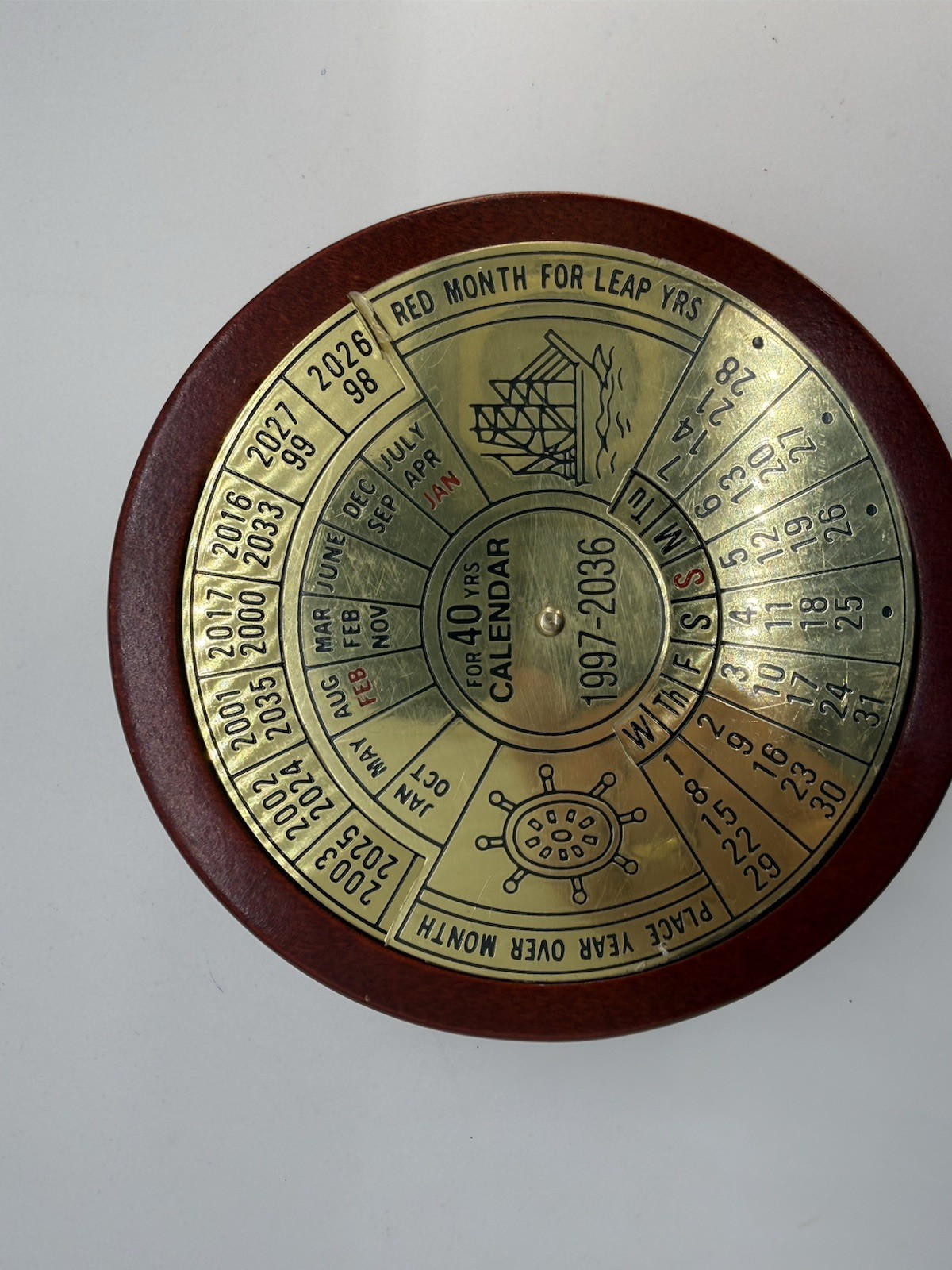 Vintage Triphasil Pharmaceutical Promo 40-Year Perpetual Calendar Wood Desk Box