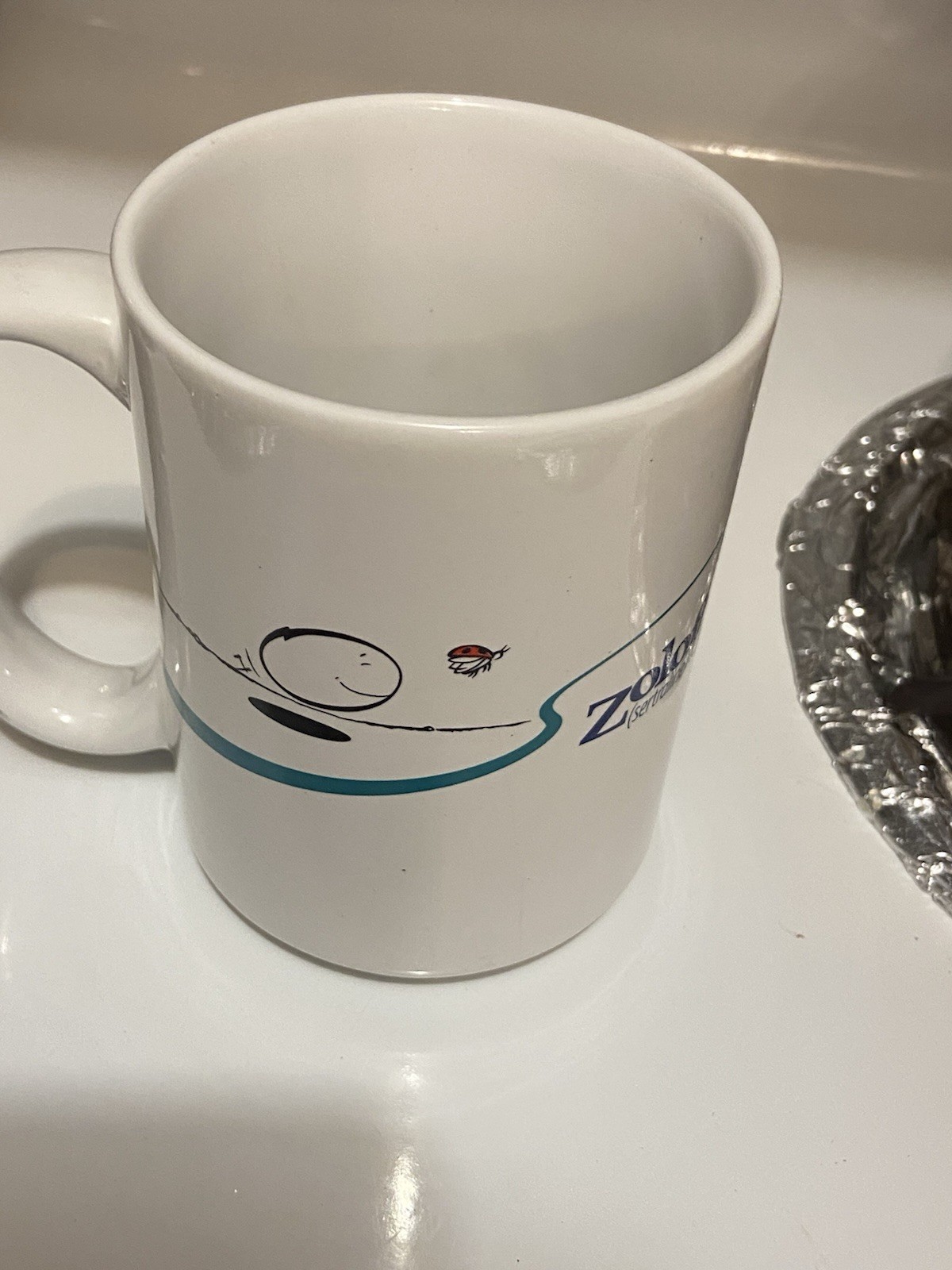 Pfizer Zoloft Coffee Mug Cup White Blue Pharmaceutical Promo Rep Advertising VTG