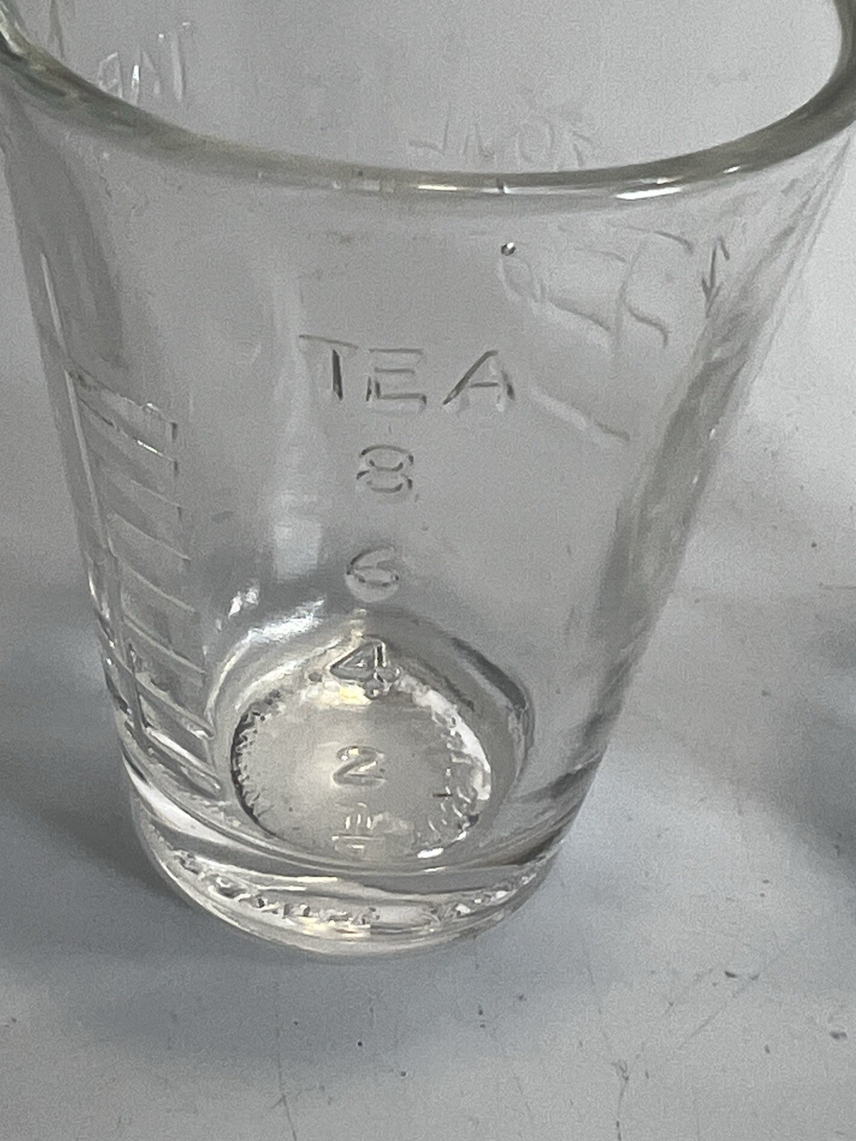 Vtg Apothecary Dose Pharmacy Measure Glass Cup GLASCO GEM Set of 2 Embossed