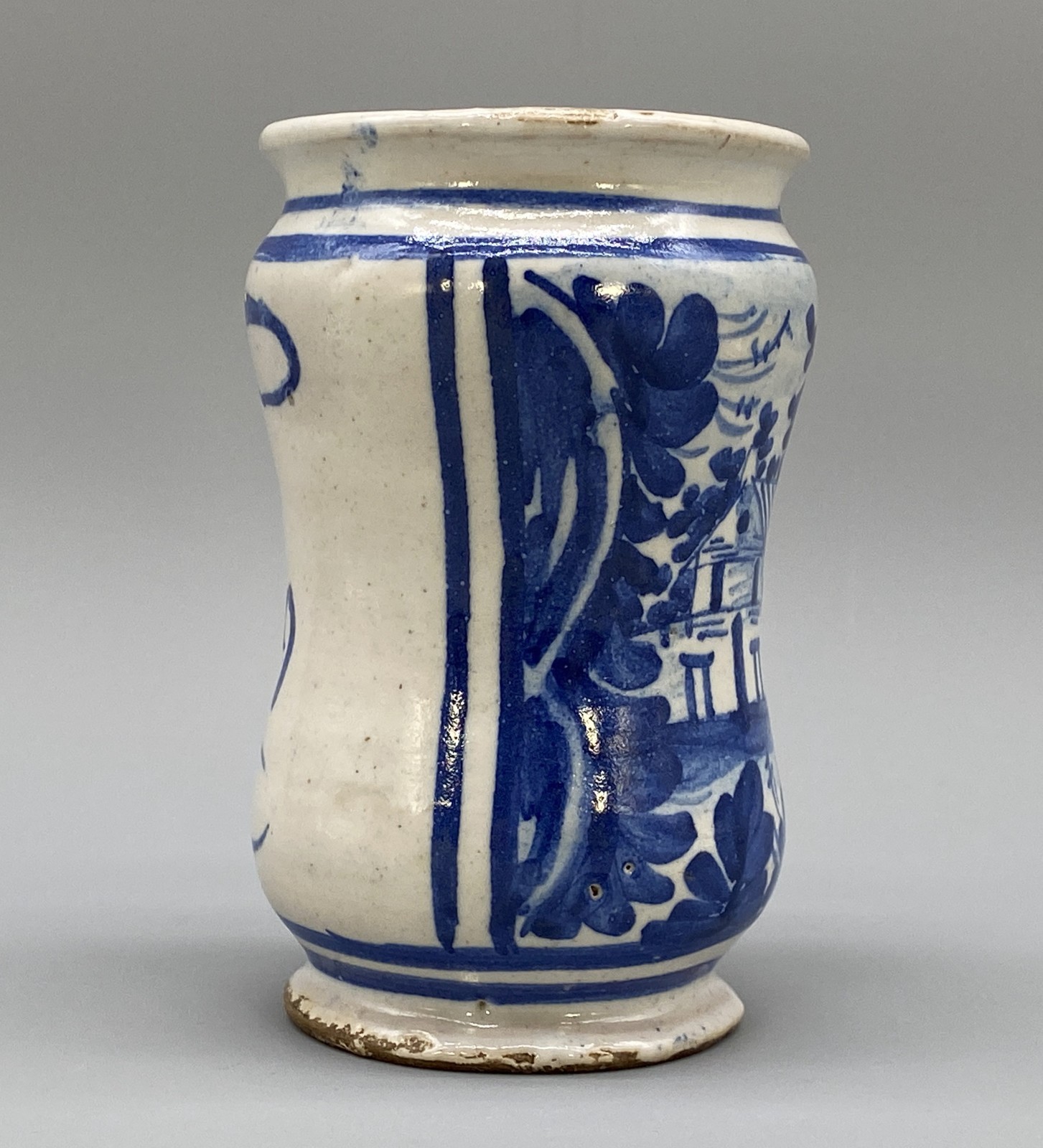 c. 1709 South Italian ‘Naples’ Majolica Blue & White Albarello Drug Pharmacy Jar