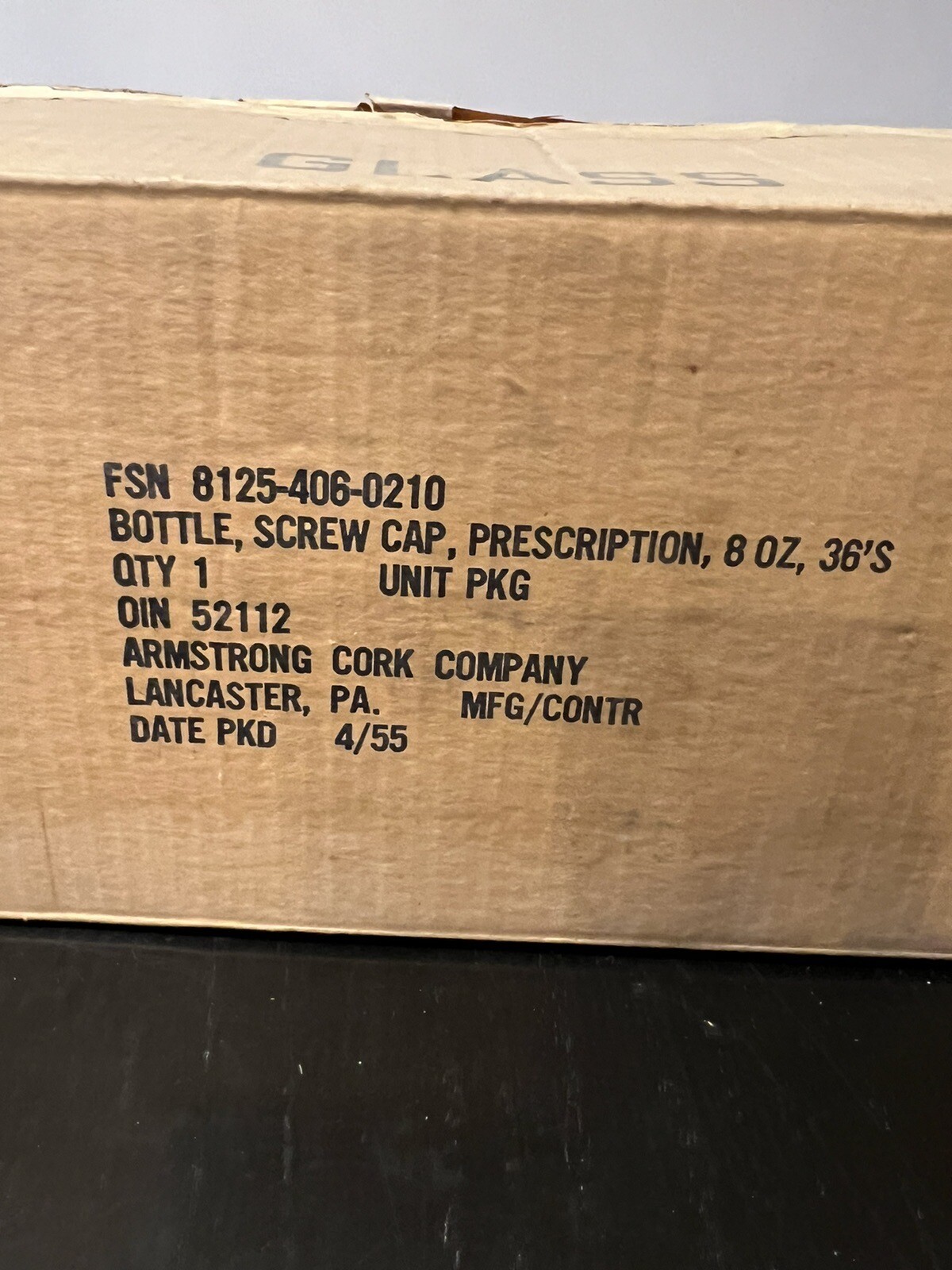 Vintage Label-Rite NOS glass pharmacy 8 oz. medicine prescription Bottle