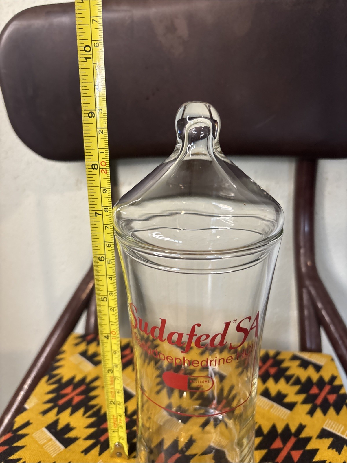 VTG Sudafed SA Glass Apothecary Jar Rare Drug Rep Promo Prop Pharmacist Display