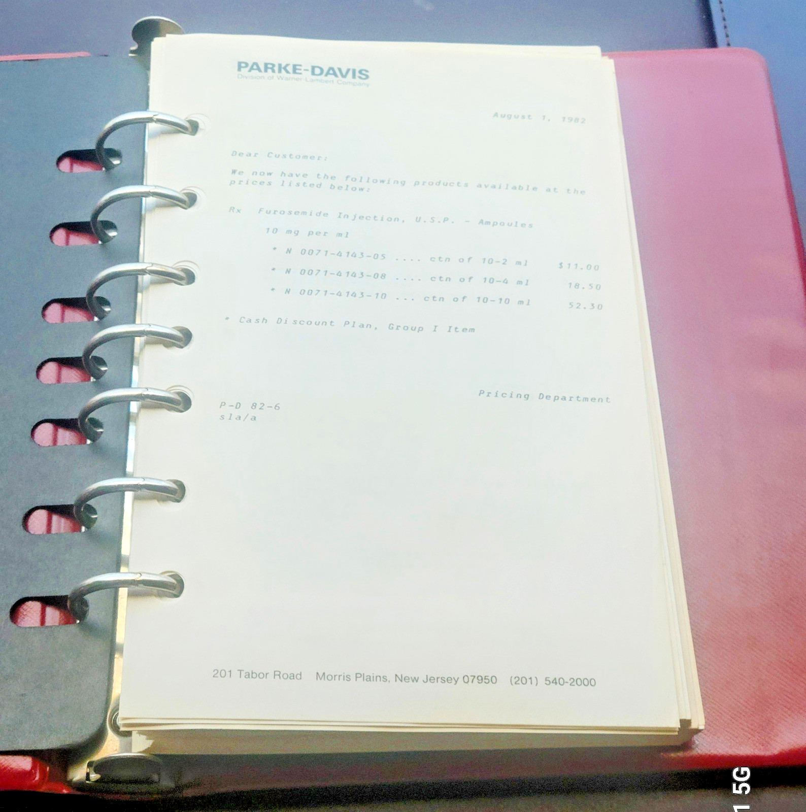 1982 Parke Davis Pharmaceutical Sales Rep Price Guide 7-Ring Binder Catalog VTG