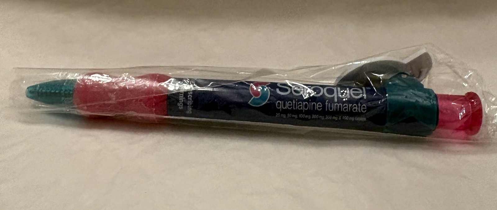 VTG SEROQUEL “S” LOGO PLASTIC PEN PHARMA PROMO REP LOGO ADVERTISING NEW NOS
