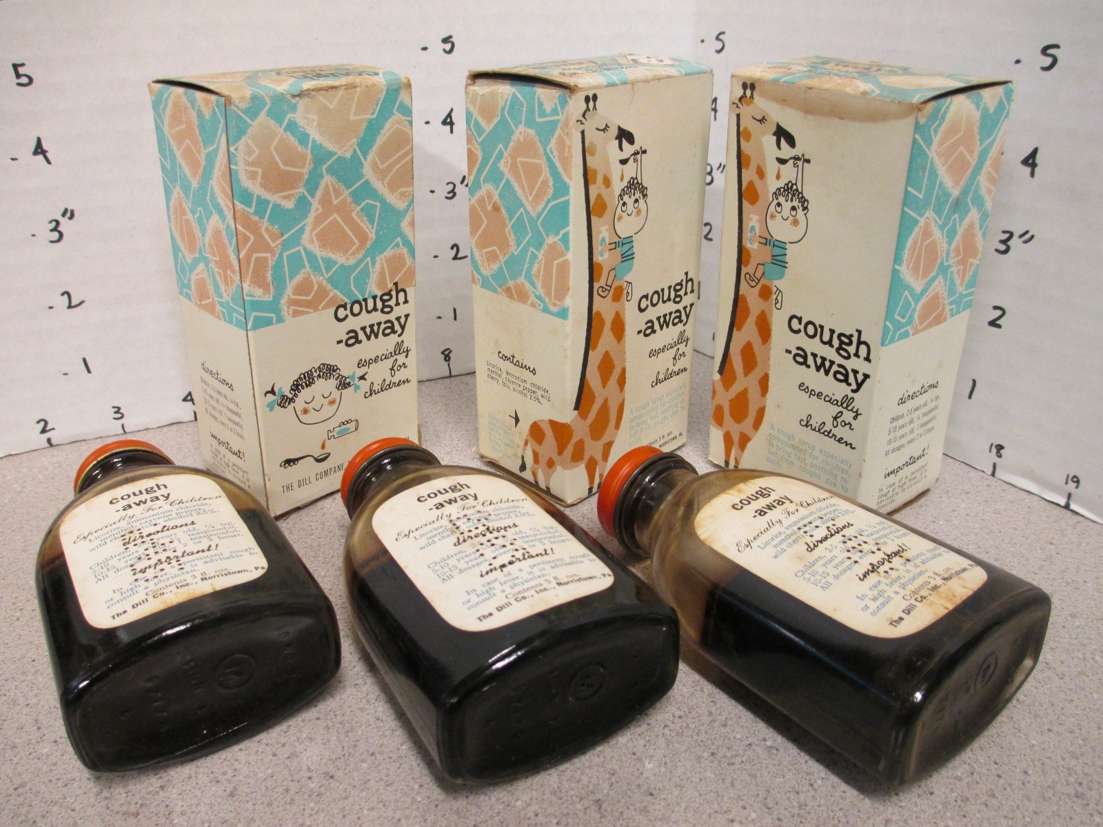 COUGH AWAY 1960s (1) kid children’s cough syrup cold medicine,cartoon giraffe