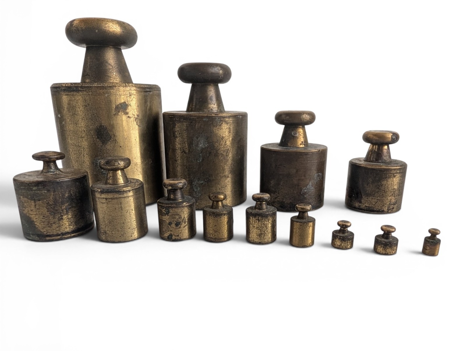 Vintage Ohaus Brass Calibration Weights Set – 13 Pieces with Original Holder
