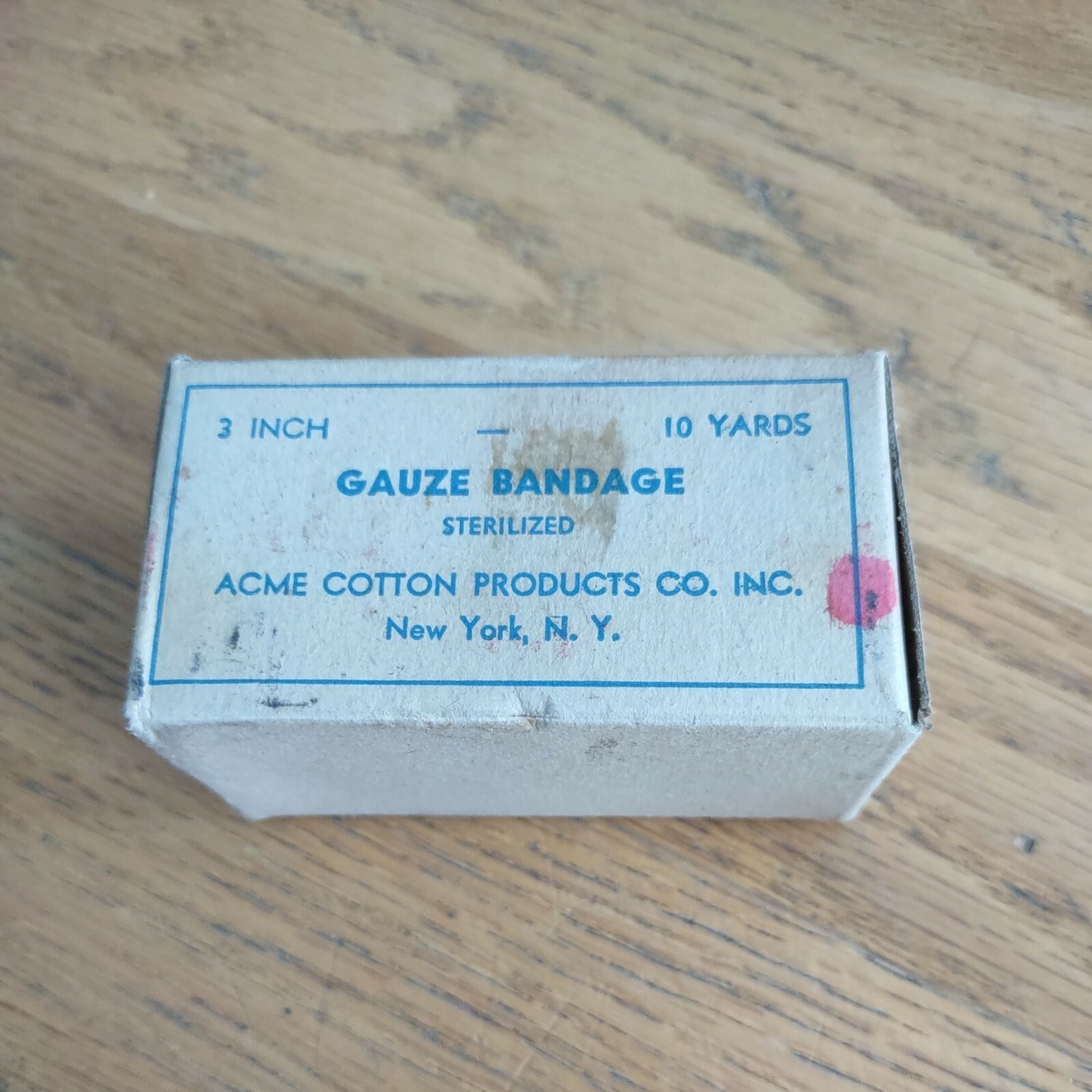WWII ACME COTTON GAUZE BANDAGE 3″ X 10 YARDS NEW OLD STOCK