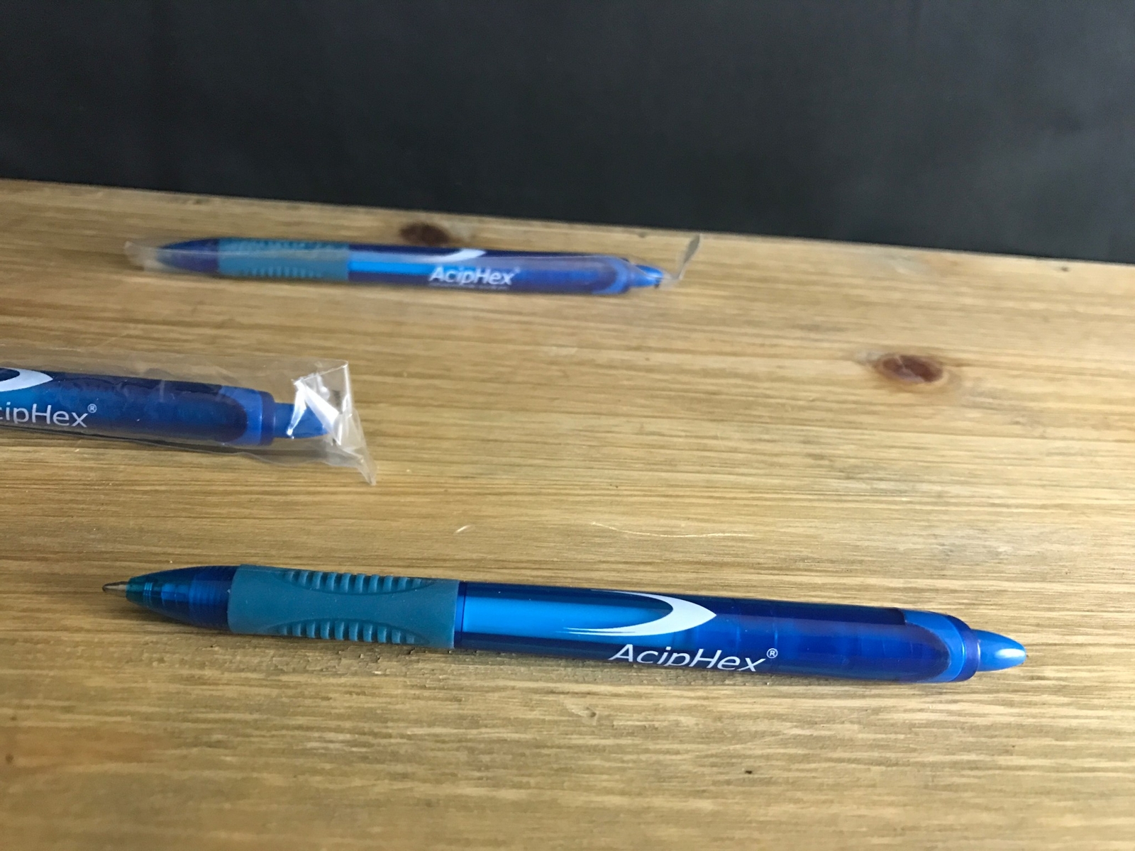 Lot of 3 ACIPHEX Drug Rep Pharmaceutical COLLECTIBLE Clicker Pens Rubber Grip